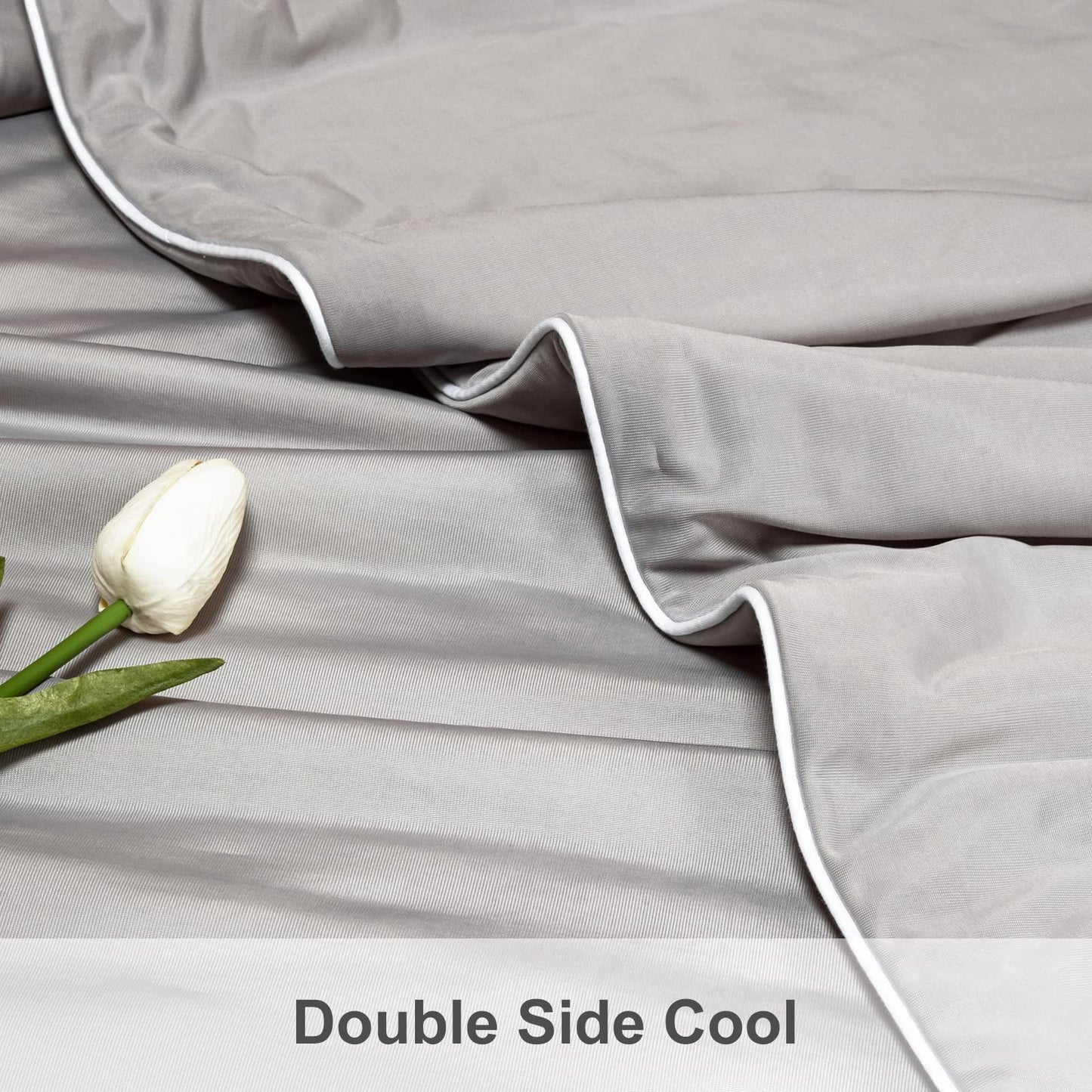 LLanCL Cooling Blankets for Hot Sleepers - Cool Like Ice Cream Blanket for Summer, Lightweight Double-Sided Cooling Comforter Quilt(Twin Size 59" x 79" Grey)