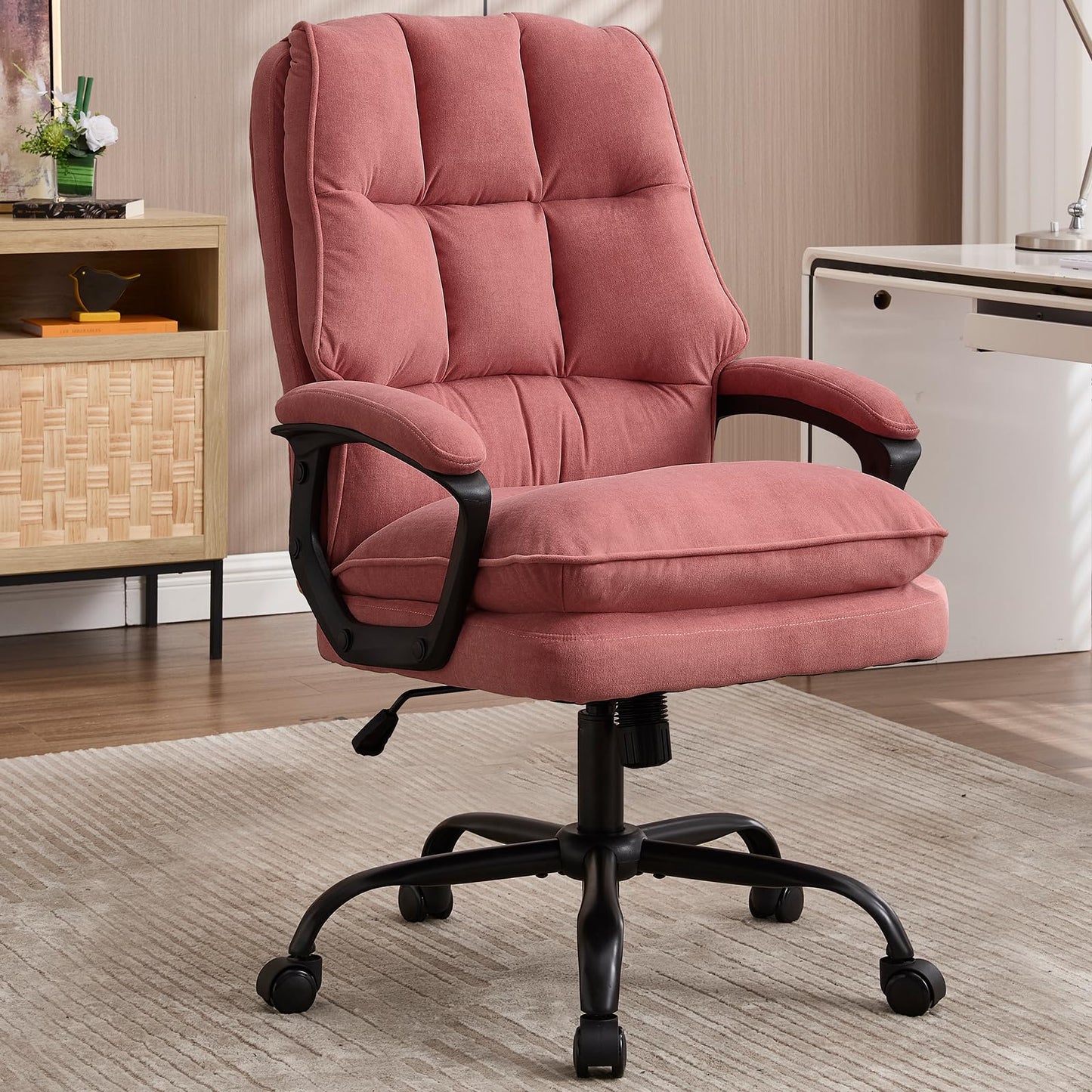 ZSQN Comfy Office Chair Soft and Double Padded Computer Desk Chairs for Long Hours Executive Office Chair with Height Adjustment Work Chairs for Home Office Pink