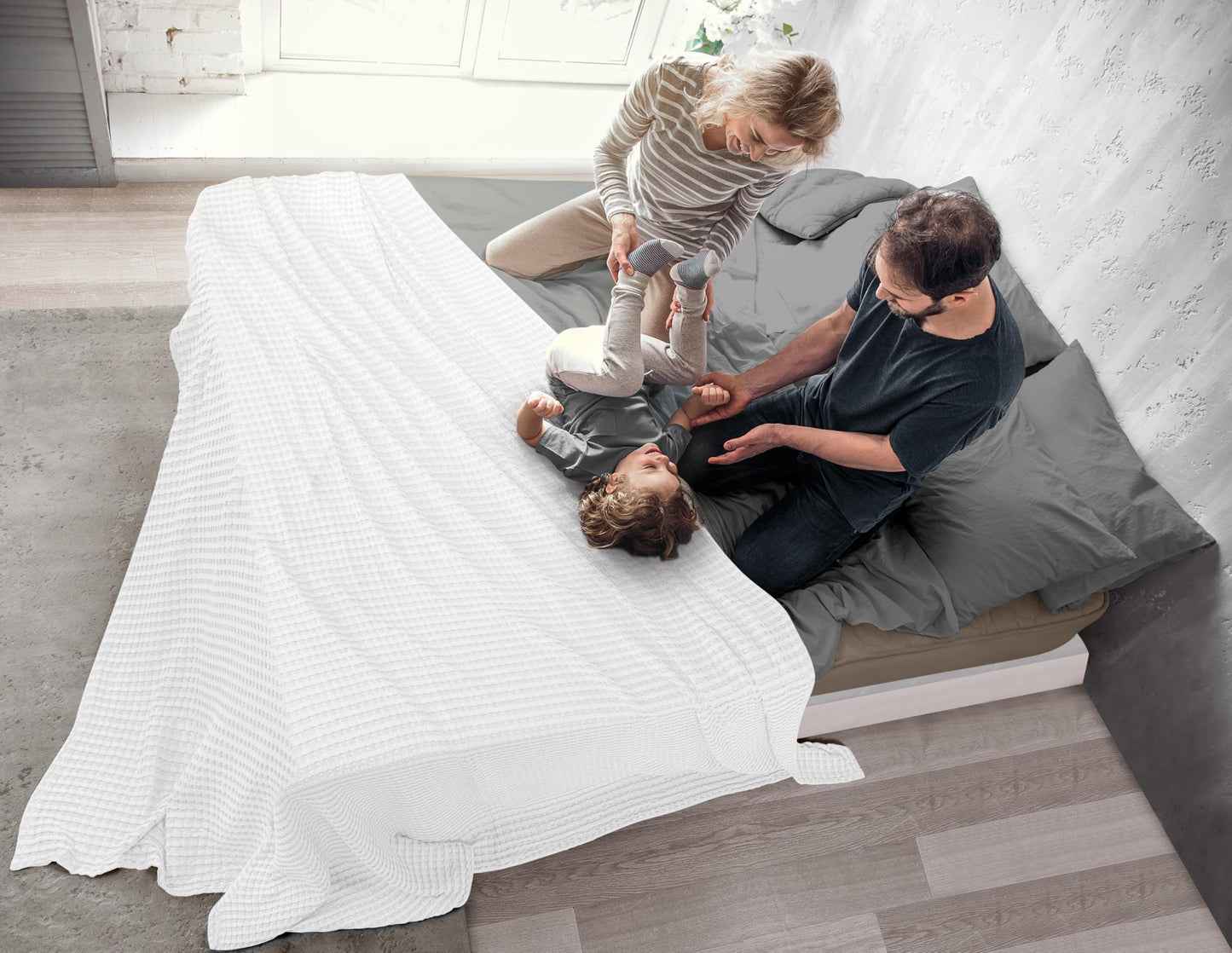Utopia Bedding White 100% Cotton Waffle Blanket 300 GSM [King - 90x108 Inch] Soft Lightweight Breathable Bed Blanket for All Season