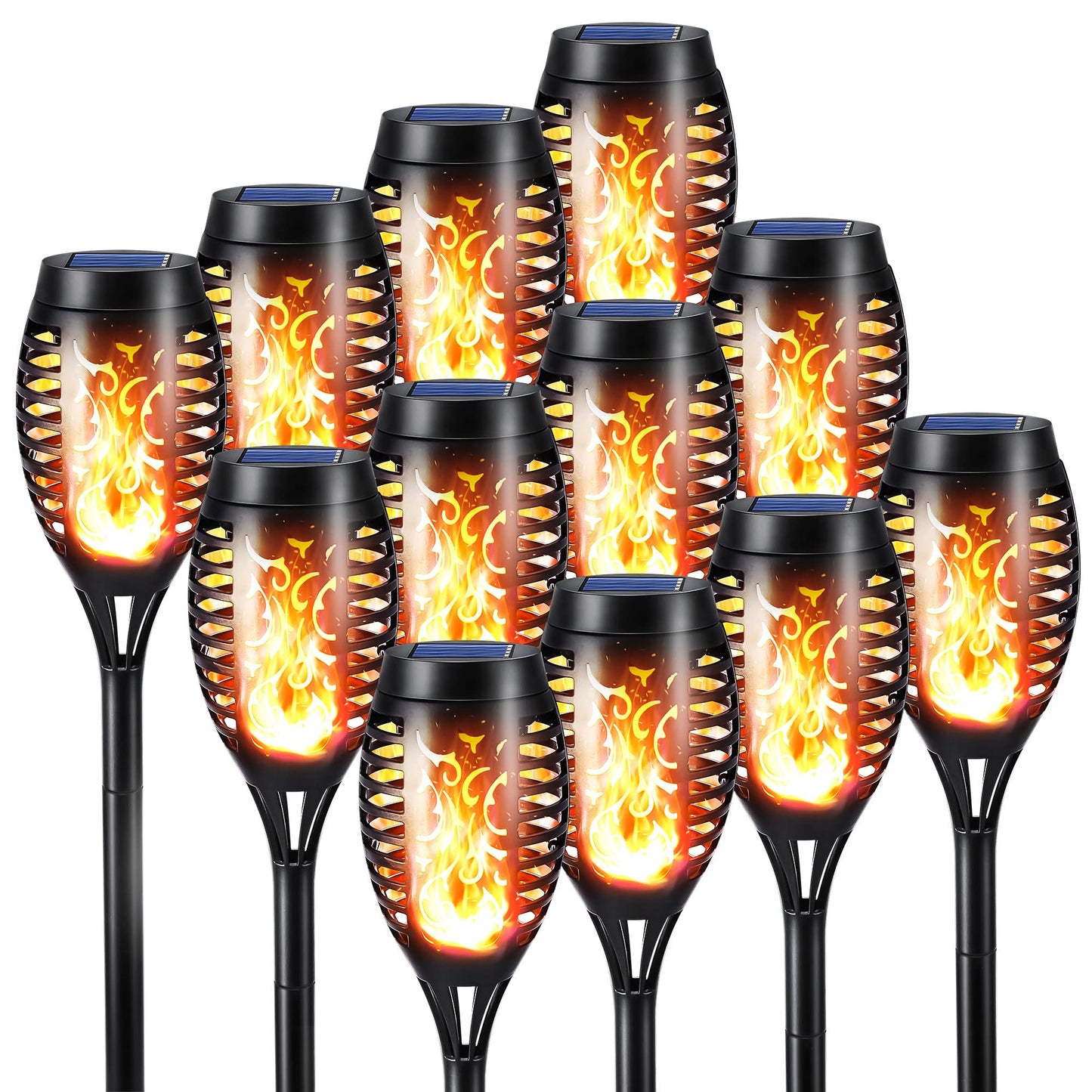 Toodour Solar Torch Flame Lights, 12 Pack Solar Light Outdoor with Flickering Flame, Waterproof Pathway Lights Landscape Decoration Lighting for Garden, Lawn, Yard, Outdoor Decorations