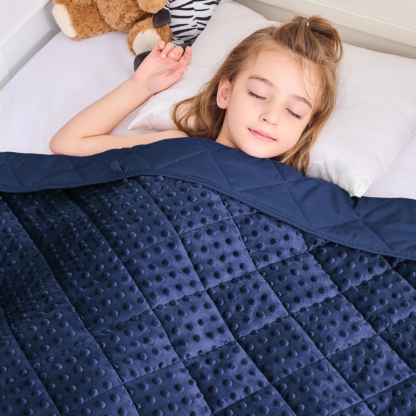 yescool Weighted Blanket Kids 7 lb Blue Cooling Weighted Throw Blanket Minky Plush Heavy Blankets Microfiber Small Blankets Fleece Warm Weighted Comforter, 40 * 60in