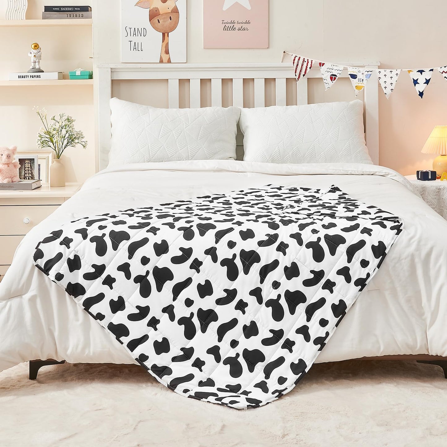 yescool Weighted Blanket 5 Pounds Cooling Weighted Lap Blanket, Cow Print Heavy Blankets, Comfortable Weighted Throw Blanket for 40-60lbs, 36"x48"
