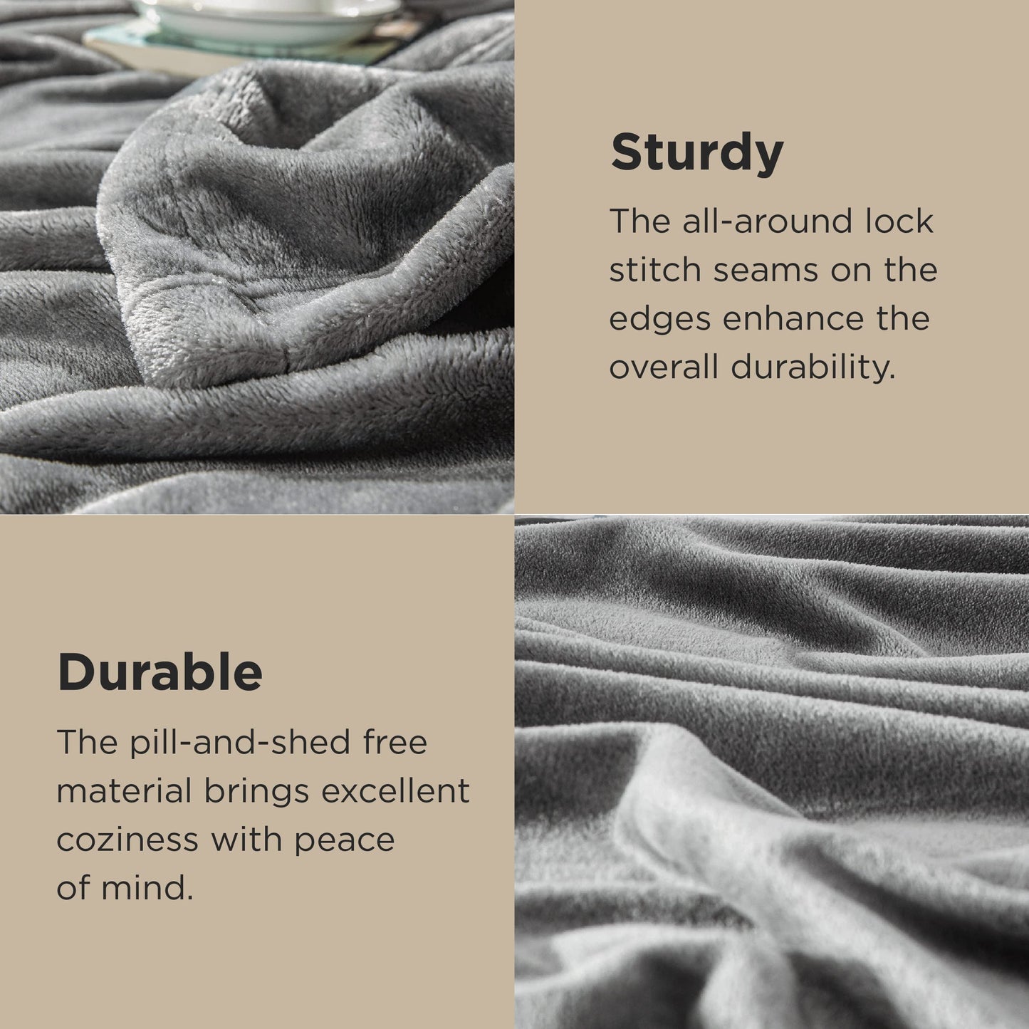 Bedsure Oversized King Big Blanket 120"x120" - Extra Large Soft Blankets for Bed, Sofa, Couch, Travel, Camping, Party, Giant Huge Throws, 10'x10', Dark Grey