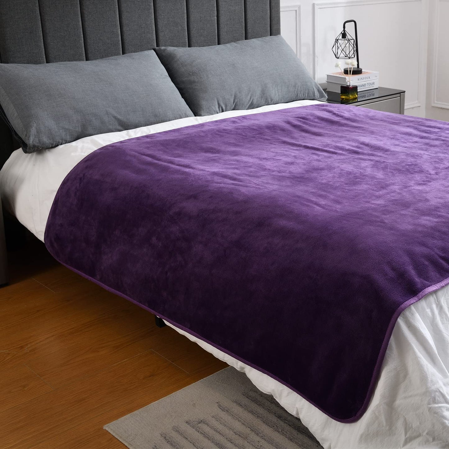 Yaning Waterproof Blanket for Bed Couch Sofa, Soft Liquid Pee Proof Pet Blanket for Dog Puppy Cat, Reversible Sherpa Fleece Furniture Protector (Dark Purple, 50x60 inches)