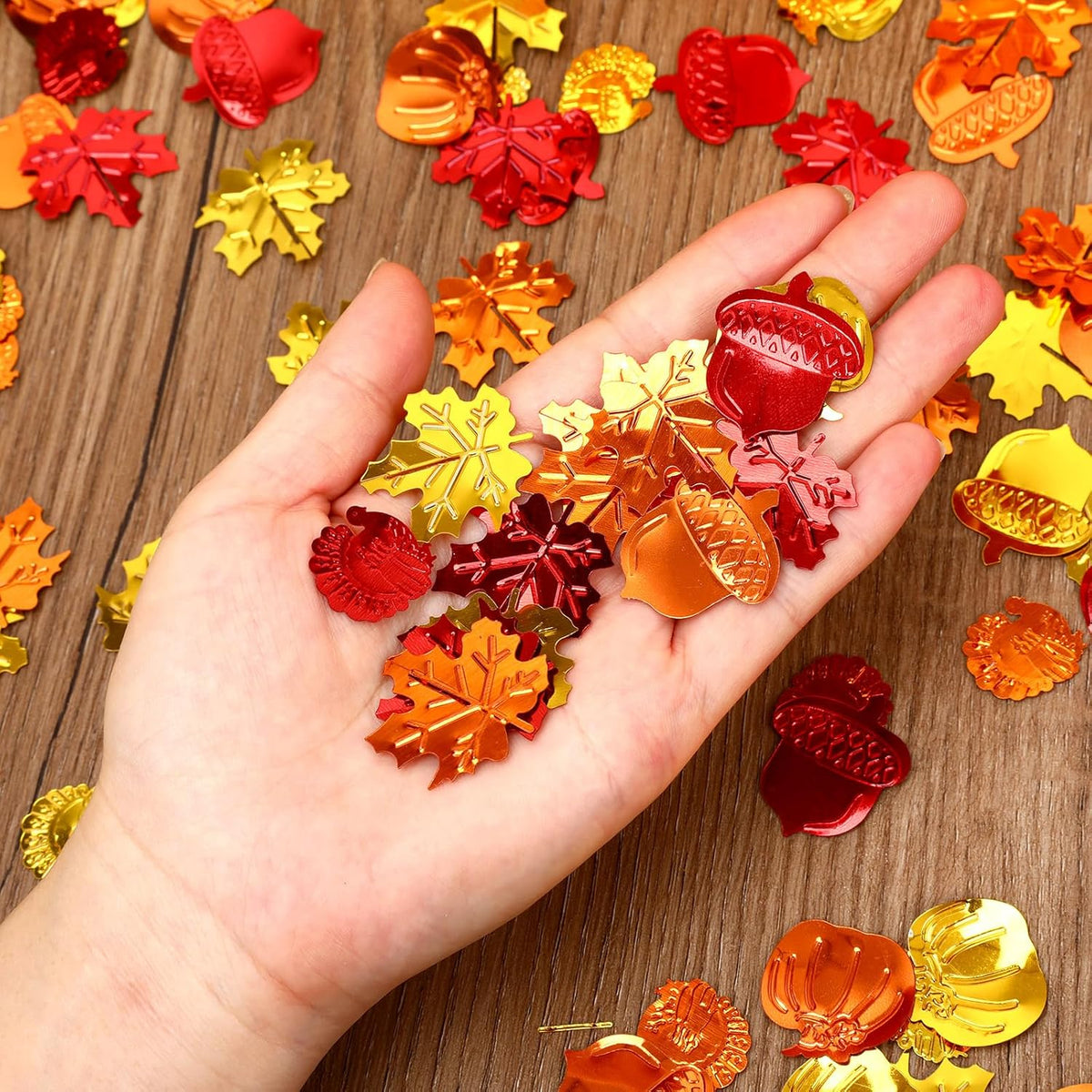 MARFOREVER Fall Thanksgiving Glitter Confetti, Fall Party Decorations Autumn Metallic Foil Confetti Maple Leaves Pumpkin Turkey Acorn Scatter Table Centerpiece Sprinkles Sequins for Fall Party Favors