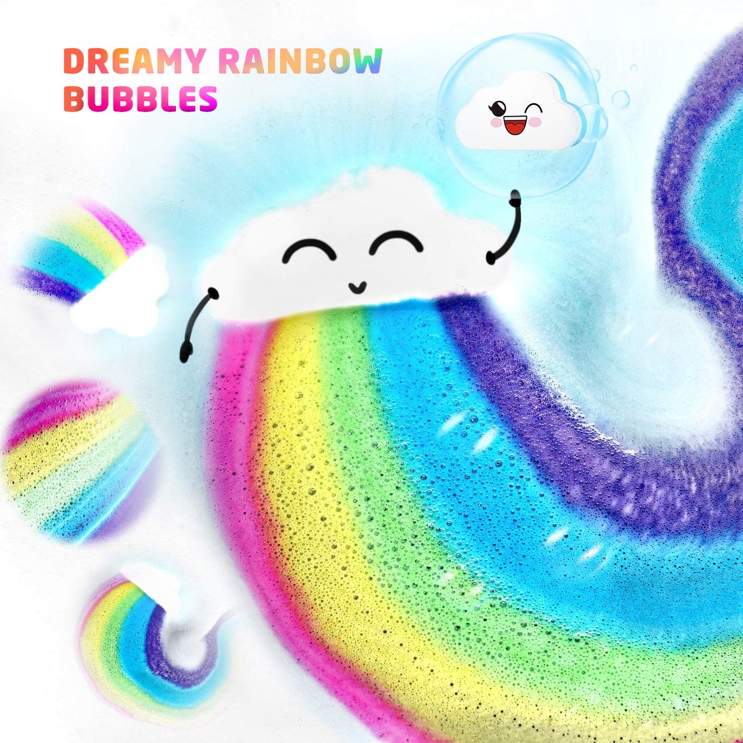 Elfinbay Rainbow Cloud Bath Bomb Gift Set, Bulk Kids Bath Bombs for Toddler Girls Individually Wrapped, Natural Bubble Bath Bombs for Kids Stocking Stuffers Halloween Christmas Birthday Gifts for Kid