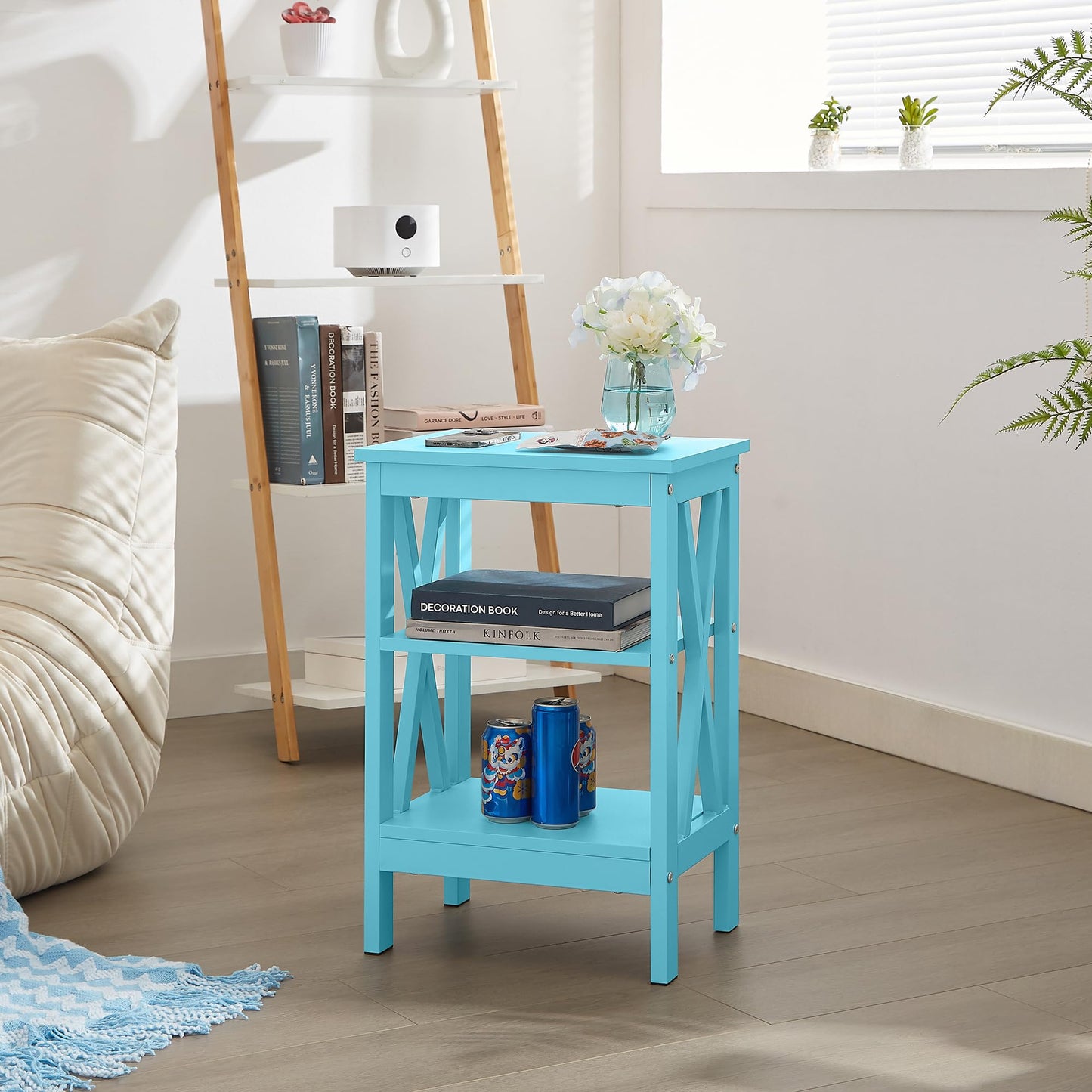 VECELO Modern Nightstands X-Design Side End Table Night Stand with Storage Shelf for Bedroom,Living Room,