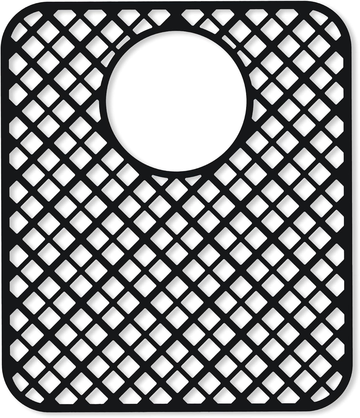 2 Pack Silicone Sink Protectors for Kitchen Sink, Lozenge Pattern 13 x 11 Inches Sink Mat, Non-Slip and Durable Sink Protector Silicone, Rear Drain, Black