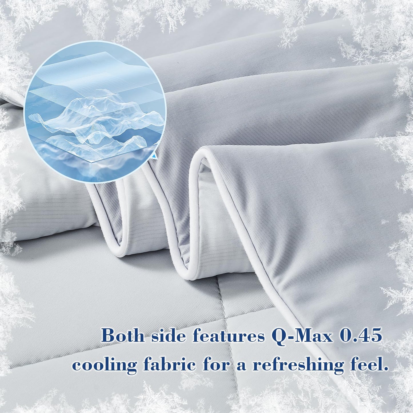 EMME Cooling Comforter Queen Size, Double-Sided Cooling Blanket for Hot Sleepers, Q-Max>0.45 Breathable Summer Quilt for Night Sweater, Cold Touch Lightweight Duvet Insert (Grey,90 x 90)