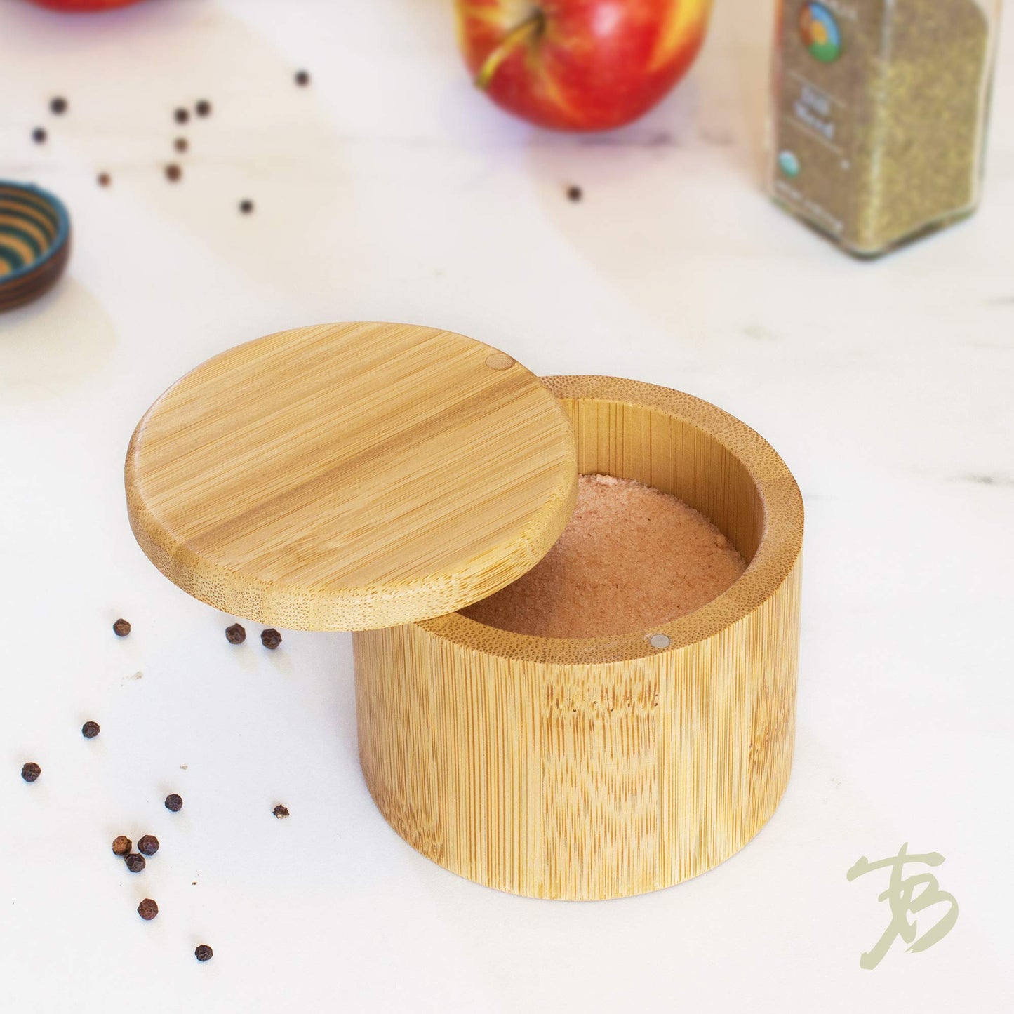 Totally Bamboo Salt Cellar with Swivel Lid – Bamboo Spice Box Storage Container for Kitchen Countertop with Magnetic Closure – Ideal for Sea Salt, Spices and Herbs