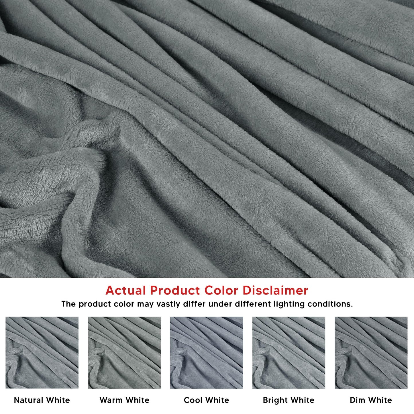 Utopia Bedding Cool Grey Fleece Blanket Queen Size Fuzzy Soft Anti-Static Microfiber Bed Blanket (90x90 Inch)