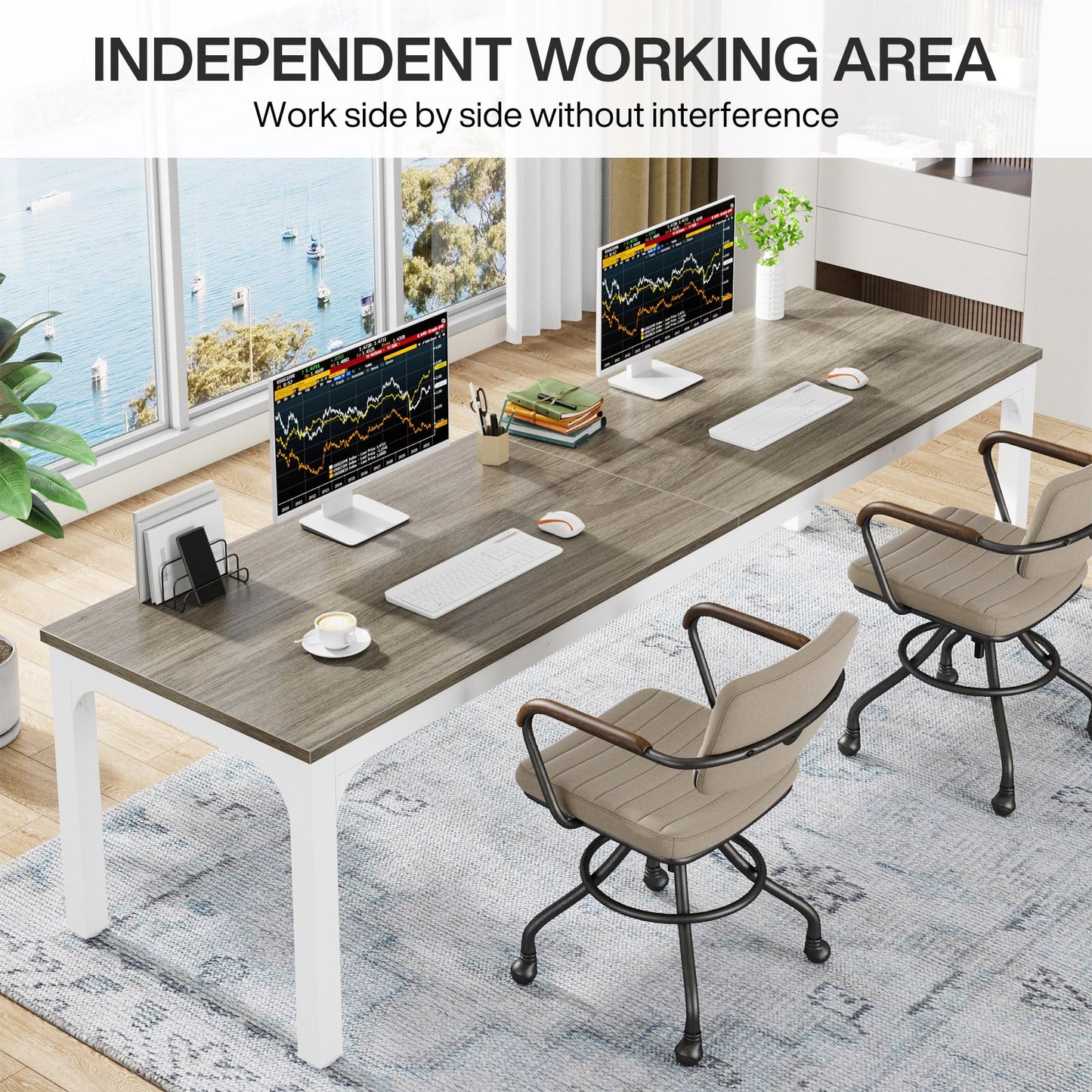 Tribesigns 78.7 Inches Extra Long Computer Desk 2 Person Desk, Double Long Desk, Workstaion for Home Office