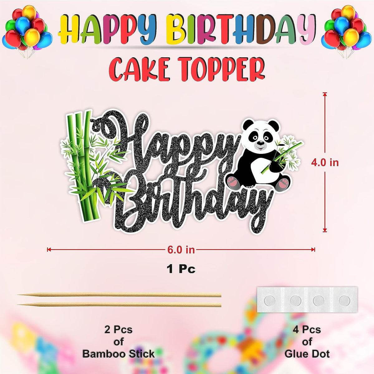 Seyal® Panda Happy Birthday Cake Topper