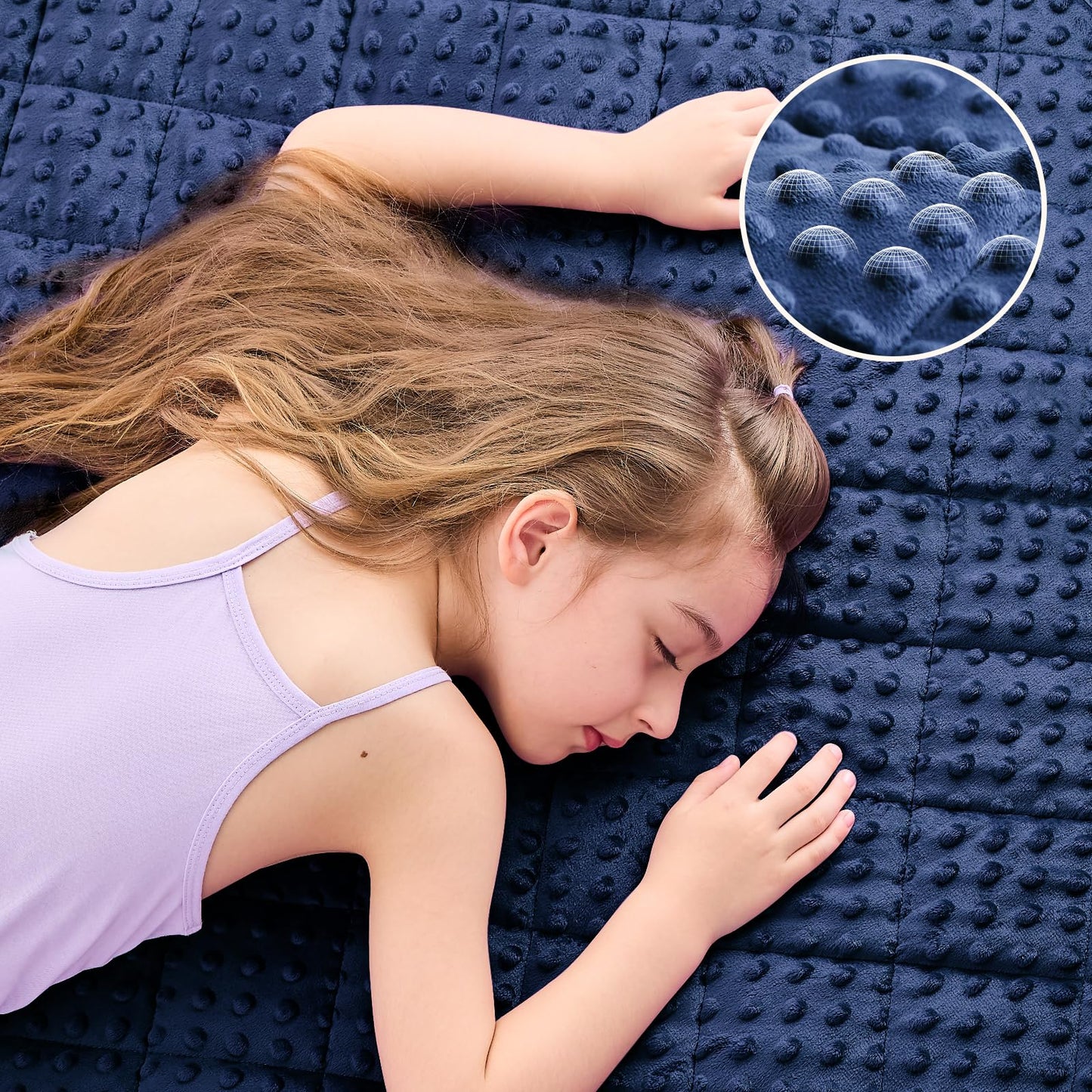 yescool Weighted Blanket Kids 7 lb Blue Cooling Weighted Throw Blanket Minky Plush Heavy Blankets Microfiber Small Blankets Fleece Warm Weighted Comforter, 40 * 60in