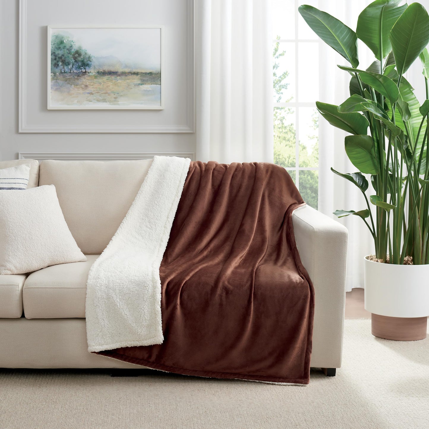 Arkwright Sherpa Fleece Throw Blanket - Plush Fluffy Warm Reversible Soft Sherpa Throw Blanket for Home, Couch, Sofa, Bed, Camping and Travel, 50x60 in, Brown