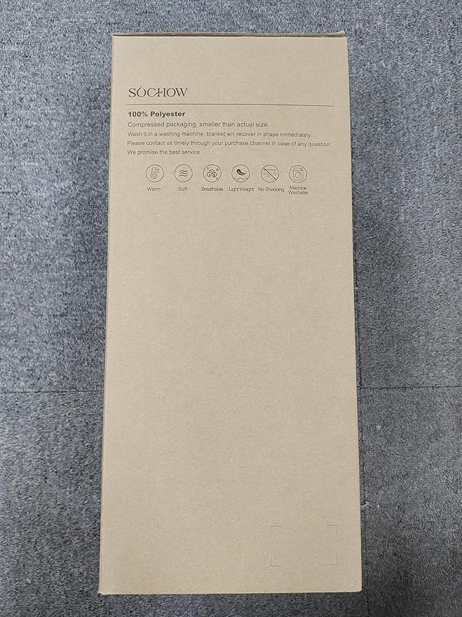 SOCHOW Sherpa Plaid Fleece Throw Blanket, Double-Sided Super Soft Luxurious Bedding Blanket 90 x 90 inches, Grey