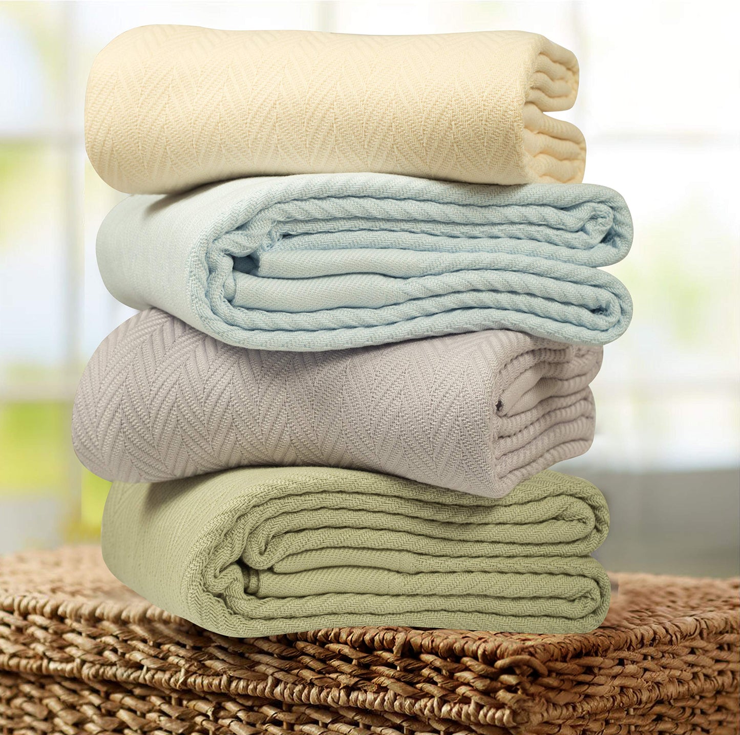 Threadmill Luxury Cotton Blankets for King Size Bed | All-Season Cozy 100% Cotton King Size Blanket | Herringbone Soft Fall Thermal Blanket fits Cal King Size Bed | Scottish Grey