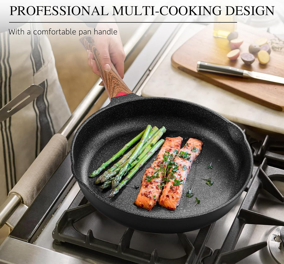 Vinchef 11" Non Stick Frying Pans, Skillet with Lid Used for All Stoves, Induction Non Toxic Cookware, Cooking Pans Nonstick Capable of Kitchen