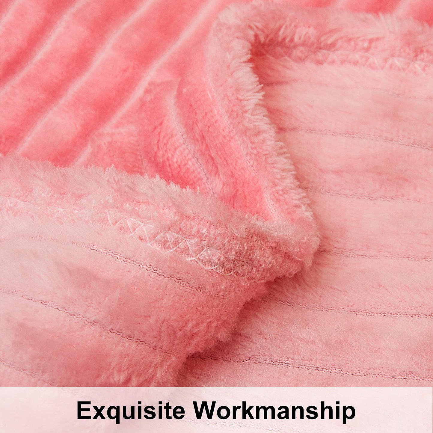 NTBAY Flannel Fuzzy Toddler Blanket, Fluffy Warm and Lightweight Reversible Stripes Design Baby Plush Blanket, 30x40 Inches, Pink