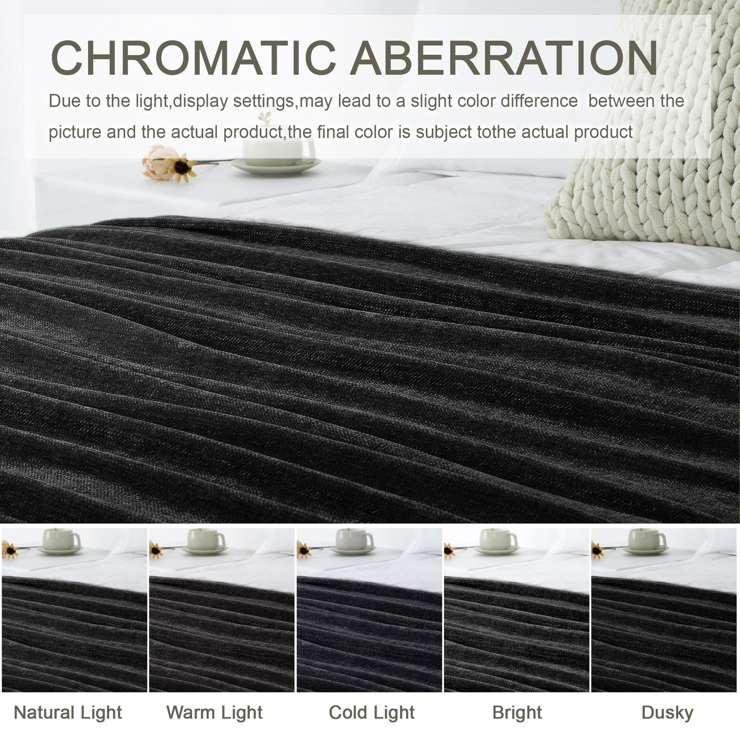 LONG CREATE Chenille Throw Blanket for Couch 50"X 60", Soft Cozy Throws with Fringe Tassel for Bed Sofa Chair Cover, Lightweight Knitted Decorative Boho Blankets for Living Room, Black