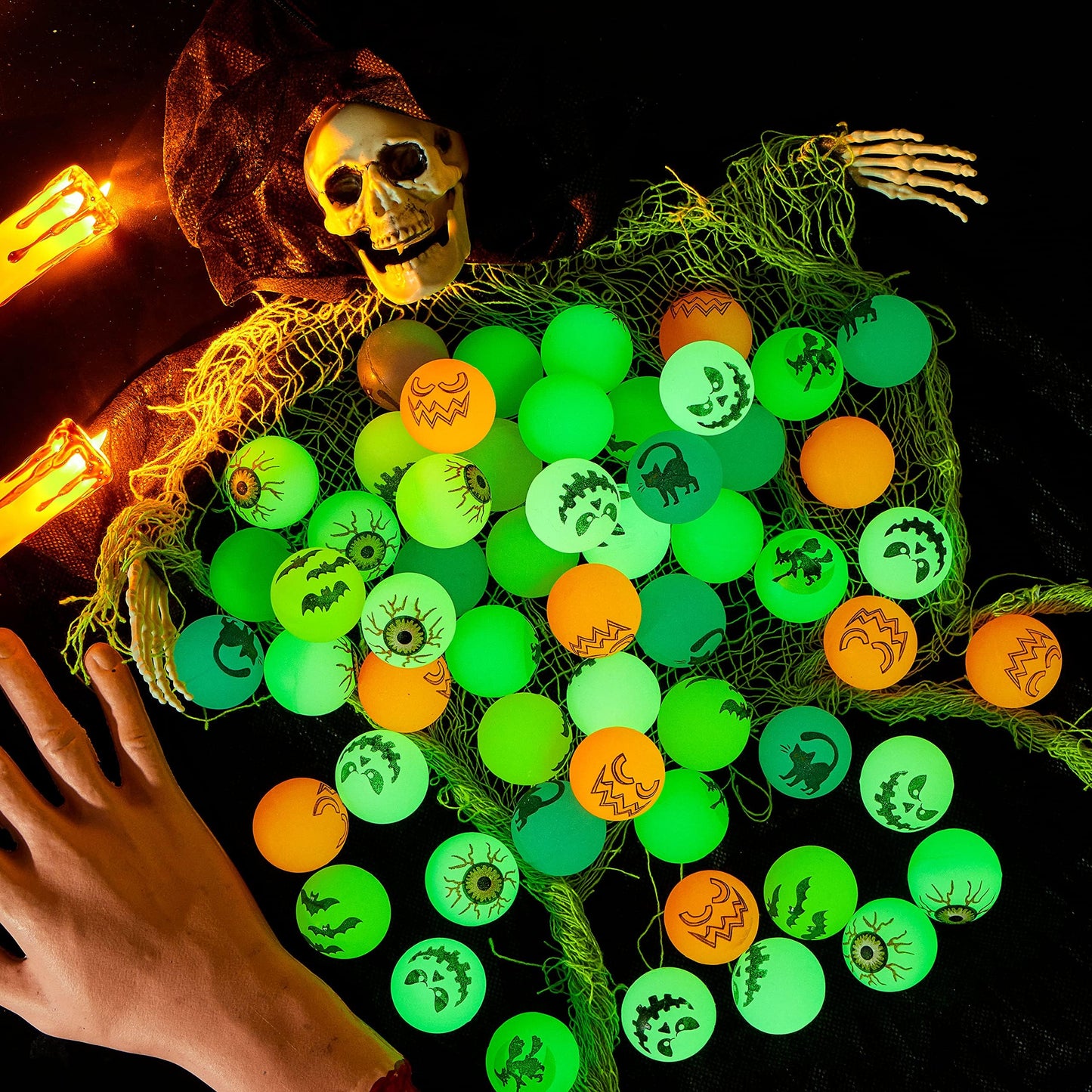 JOYIN 72 PCS Halloween Bouncy Balls, Glow in The Dark Bouncing Balls Eyeballs for Halloween Party favors Decorations, Halloween goodie bag fillers, Trick or Treating School Classroom Game Prizes