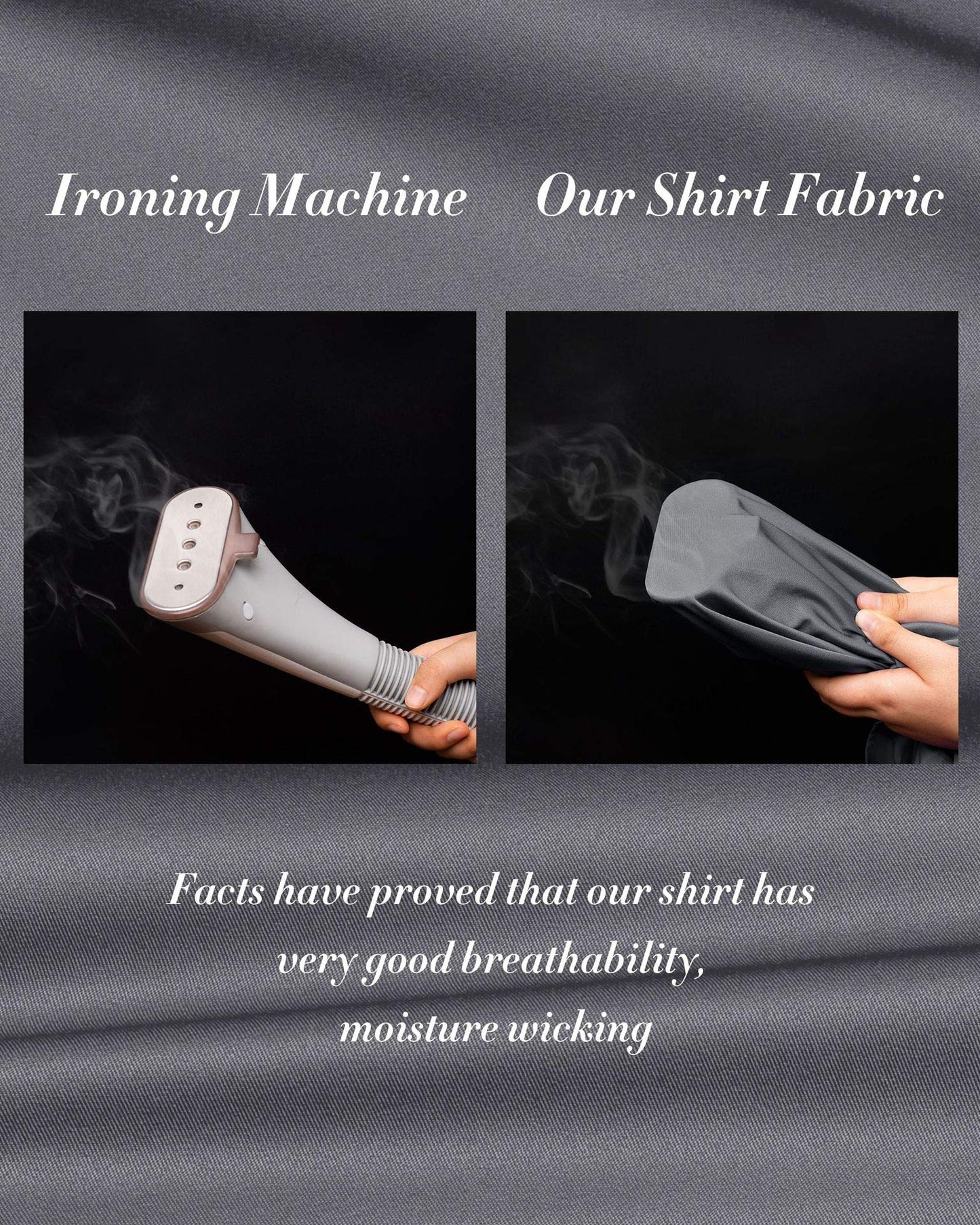 J.VER Men's Casual Long Sleeve Stretch Dress Shirt Wrinkle-Free Regular Fit Button Down Shirts Grey Small