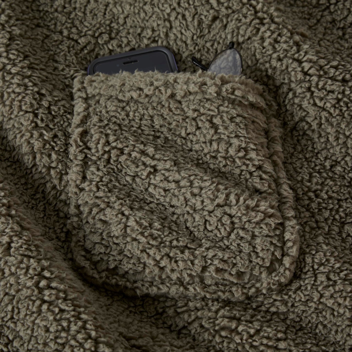Cuddledown Wearable Sherpa Throw | Soft & Fluffy | Unisex, One-Size-Fits-Most | Toasty Warm | 58" x 58" | Navy