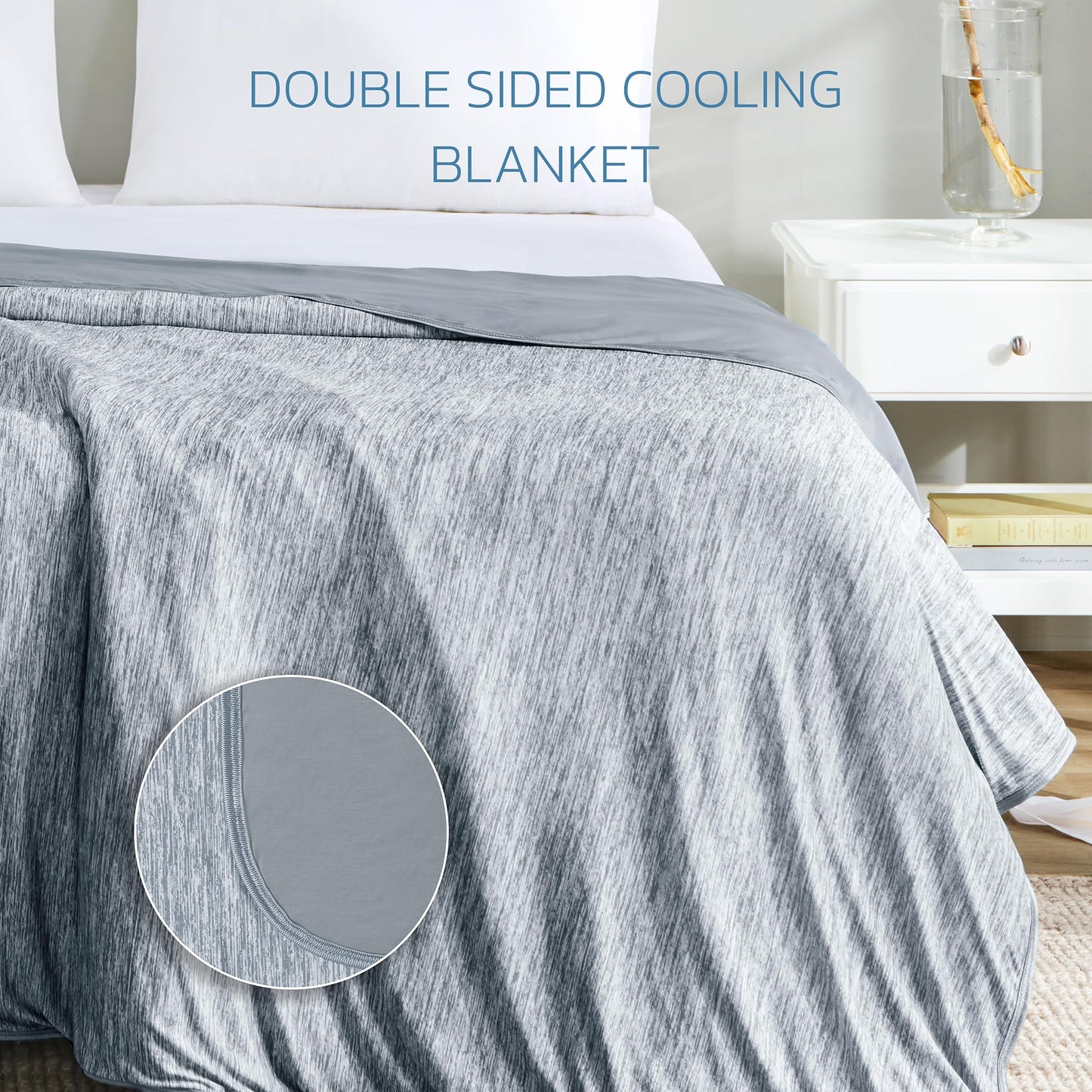 Degrees of Comfort Cooling Blanket - Q-Max >0.4 Double Sided Summer Cold Blanket for Hot Sleepers & Night Sweats, Breathable Cooling Blanket Keep Cool for Adults Kids 60"x90",Grey
