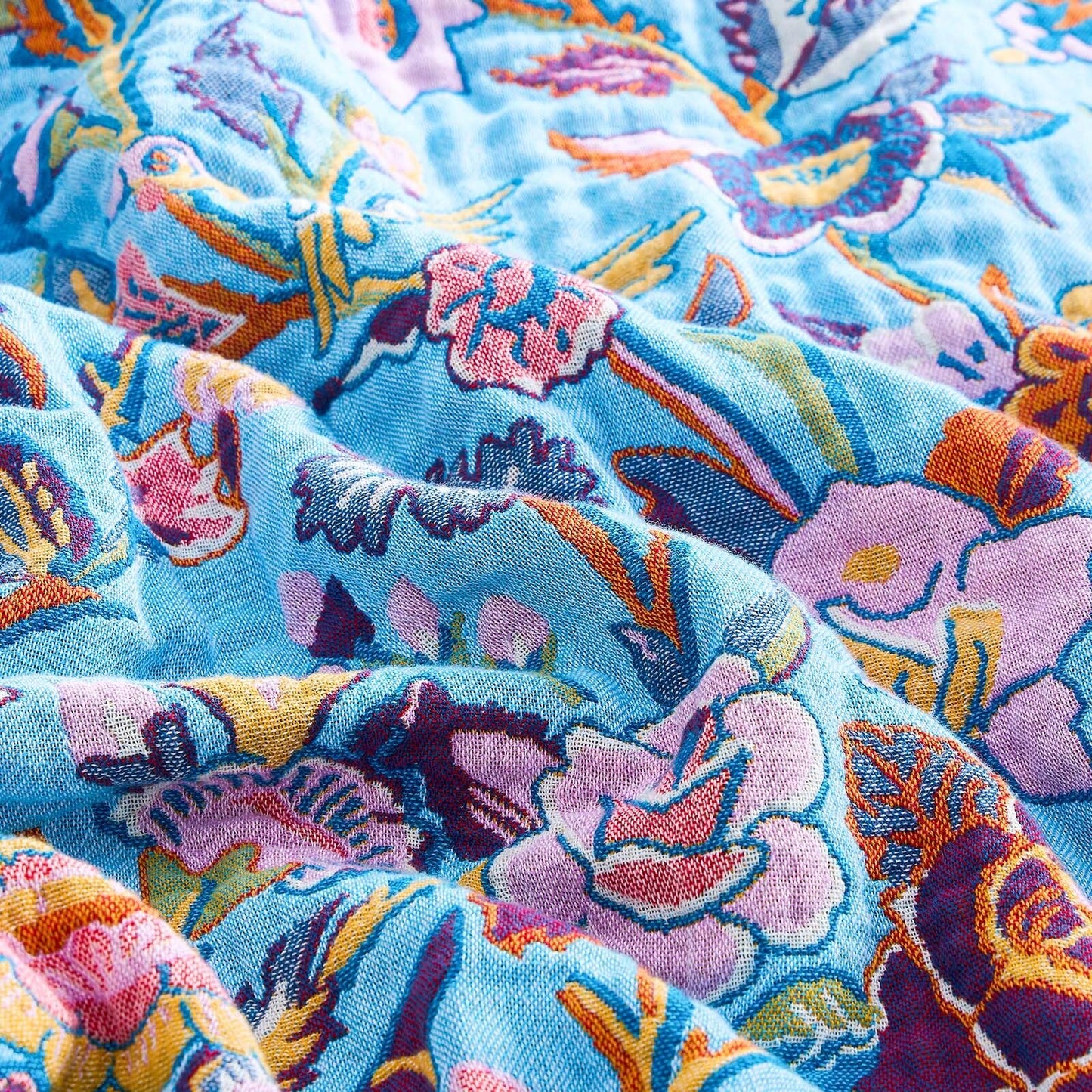 XIBLC Fall Blanket for Bed, 100% Cotton Soft Rustic Boho Throw Blanket Quilt, 50"x60" Farmhouse Decor Bed Flower Blankets, Light Weight Reversible Bohemian Throw Quilt