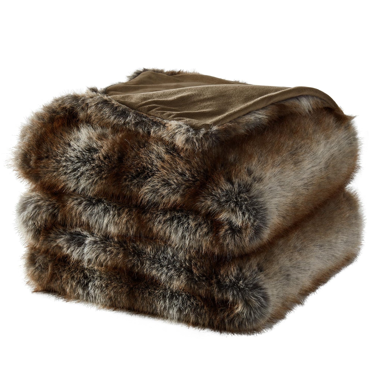 JONIYEAR High-end Long Pile Fluffy Faux Bear Fur Throw Blanket 50" x 60",Luxury Soft Double Sided Cozy Accent Wolf Fuzzy Blanket for Couch Sofa,Warm Animal Skin Furry Blankets for Winter,Reddish Brown