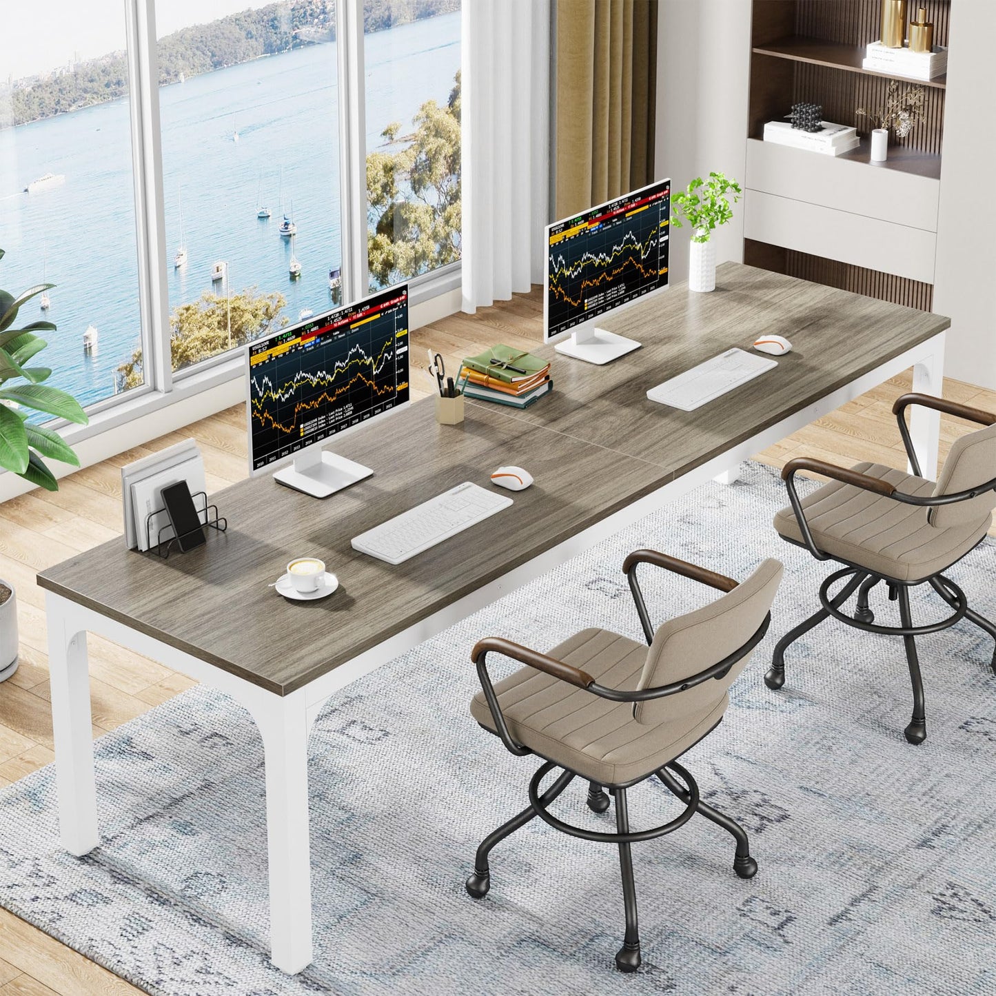 Tribesigns 78.7 Inches Extra Long Computer Desk 2 Person Desk, Double Long Desk, Workstaion for Home Office