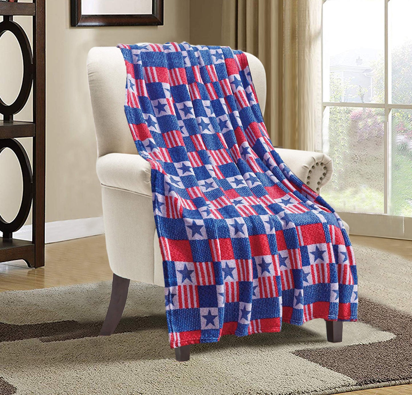 Valerian Luxury Velvet Super Soft Light Weight Blanket Prints Fleece Throw - All Year Round Home Decor, Fuzzy Warm and Cozy Throws, Couch and Gift, 50 x 60inch, Patchwork
