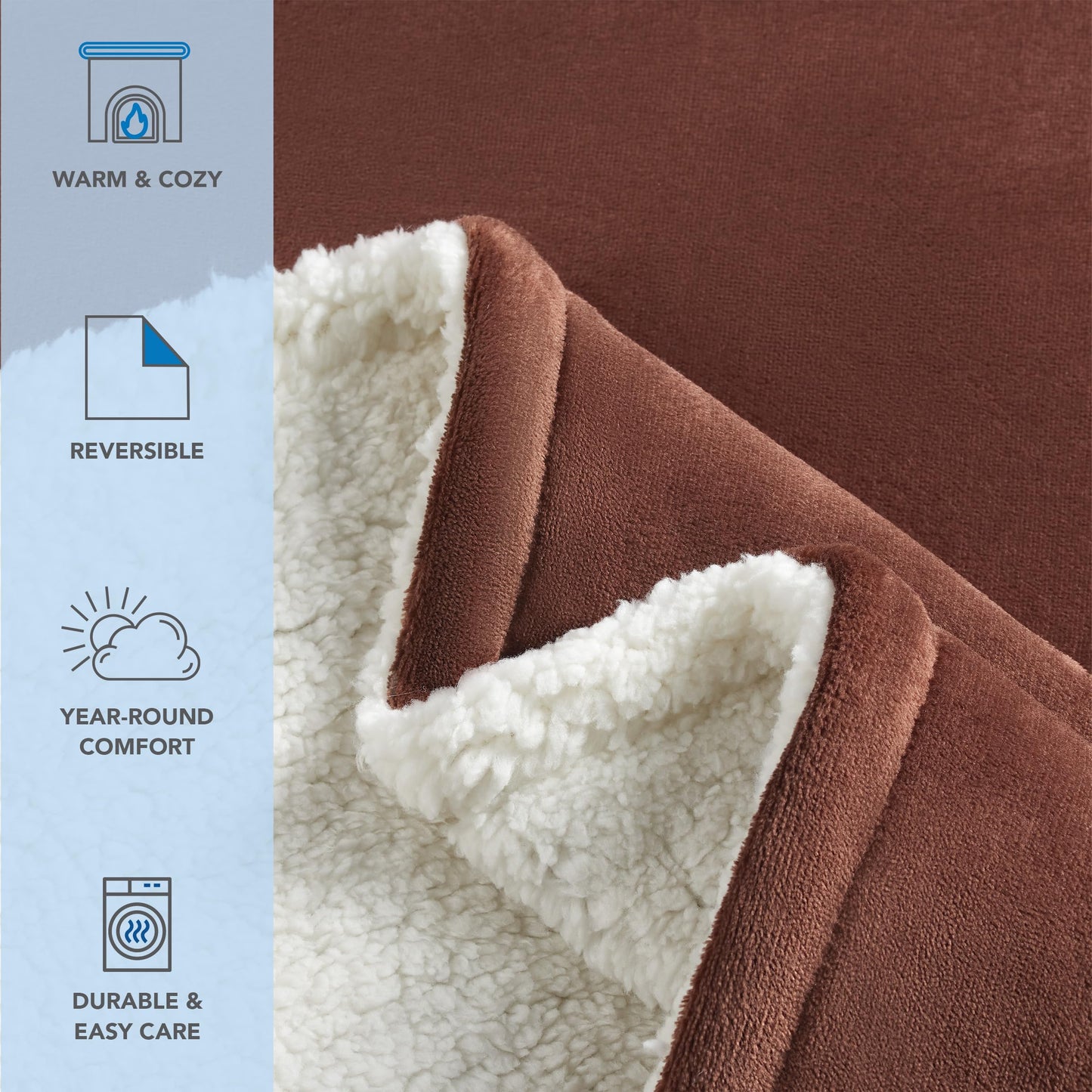 Arkwright Sherpa Fleece Throw Blanket - Plush Fluffy Warm Reversible Soft Sherpa Throw Blanket for Home, Couch, Sofa, Bed, Camping and Travel, 50x60 in, Brown