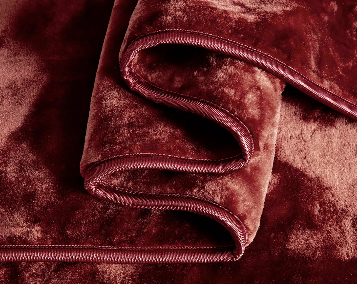 Chezmoi Collection Heavy Single Ply 9 Lbs Korean Style Faux Mink Blanket, 750GSM Thick Silky Soft Plush Raschel Mink Blanket, 85" x 95" King, Solid Burgundy