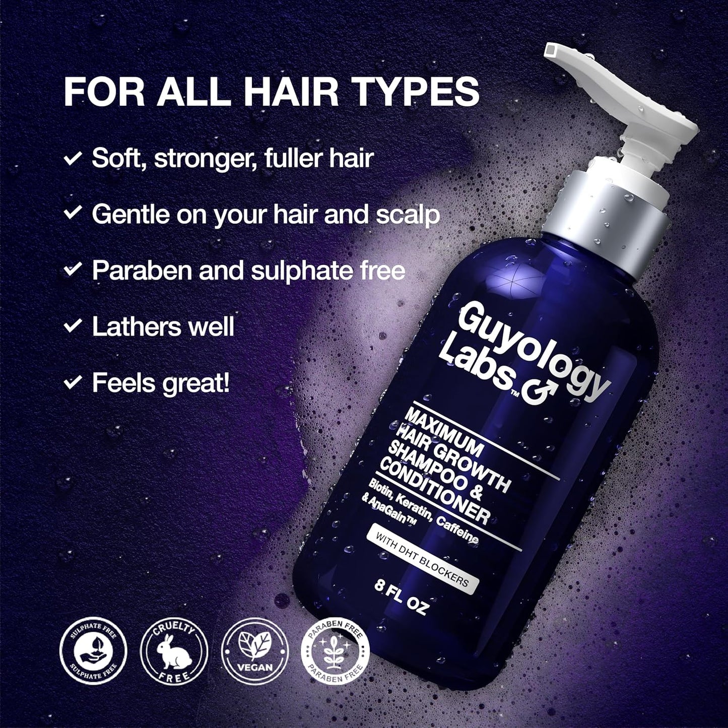 2 x Hair Growth Shampoo For Men - With Conditioner for Thinning Hair - Natural DHT Blockers To Reduce Hair Loss - Biotin and Keratin Best for Growth and Thickening - Made in USA