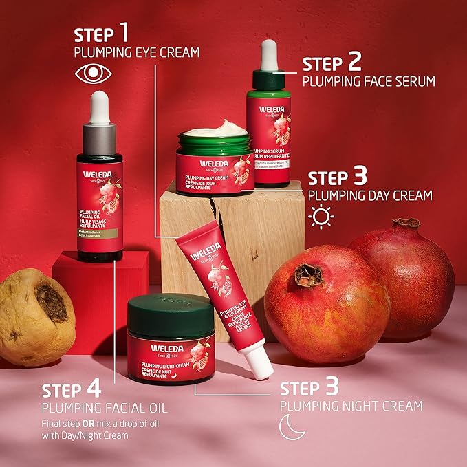Weleda Face Care Plumping Night Cream, Plant Rich Moisturizer with Pomegranate and Maca Root Peptides