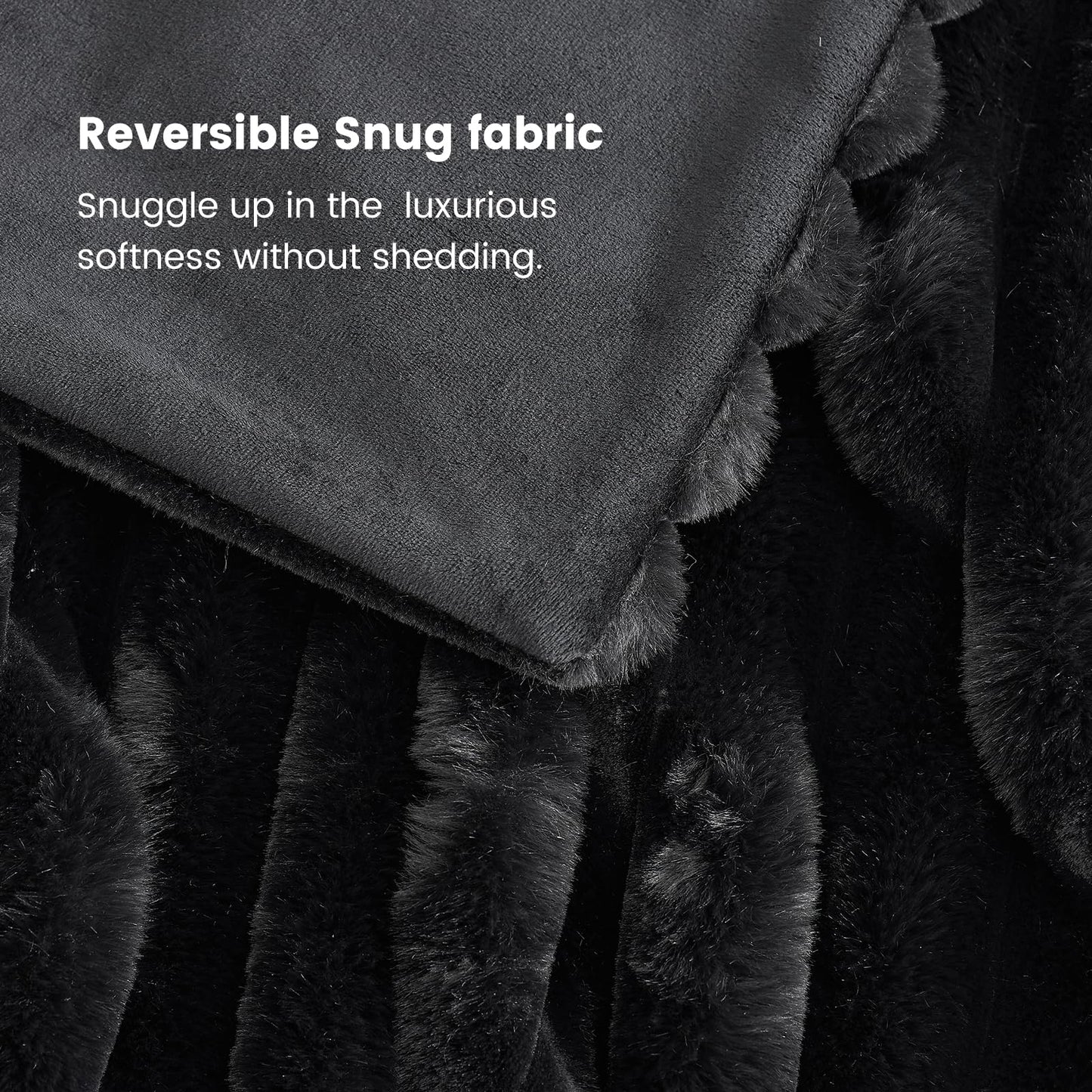 Cozy Bliss Faux Fur Throw Blanket for Couch, Cozy Warm Plush Striped Blanket for Sofa Bedroom Living Room,50 * 60 Inches Black