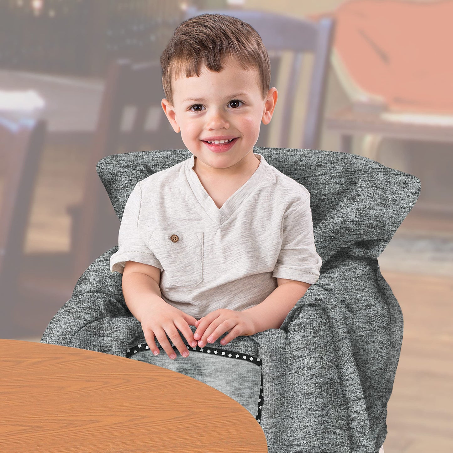 Summer 2-in-1 Full Coverage Cushy Shopping Cart Cover (Heather Gray) and High Chair Cover with Removable Seat Positioner, Strap, Phone Holder, and Toy Loops, Heather Gray and Black