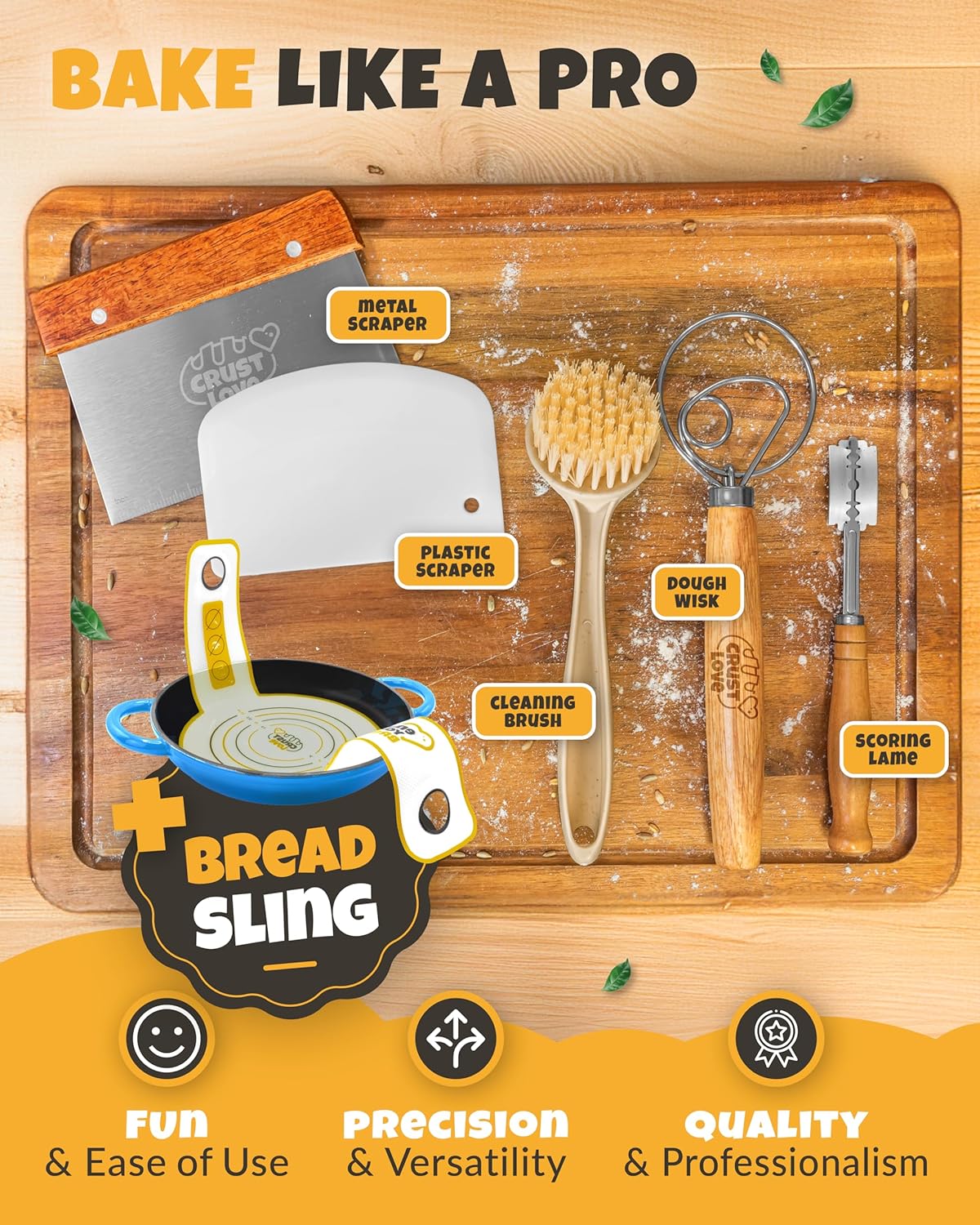 Dutch Oven Bread Baking - 5QT Enamel Bread-Dome - incl Sourdough Bread-Baking Suppliers like Dough Whisk Scoring Lame etc Bread-Oven Cast Iron for Sour dough Bread-Pan with Lid, Bread-making