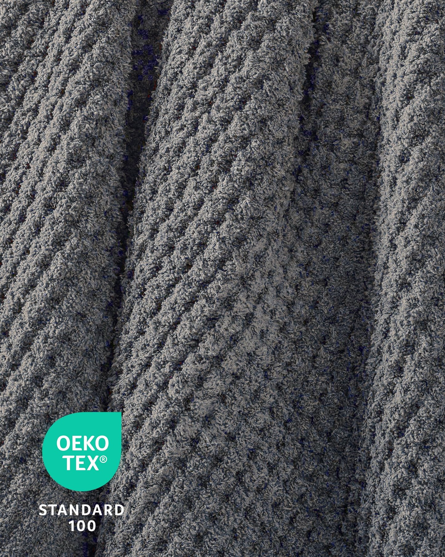 blunique Waffle Knit Throw Blanket, Luxury Cozy Chunky Knit Throw Blanket for Couch, 50 x 60 Thick Ultra-Soft Feather Yarn Knitted Blanket for Sofa, Bed, Home Decor - Grey