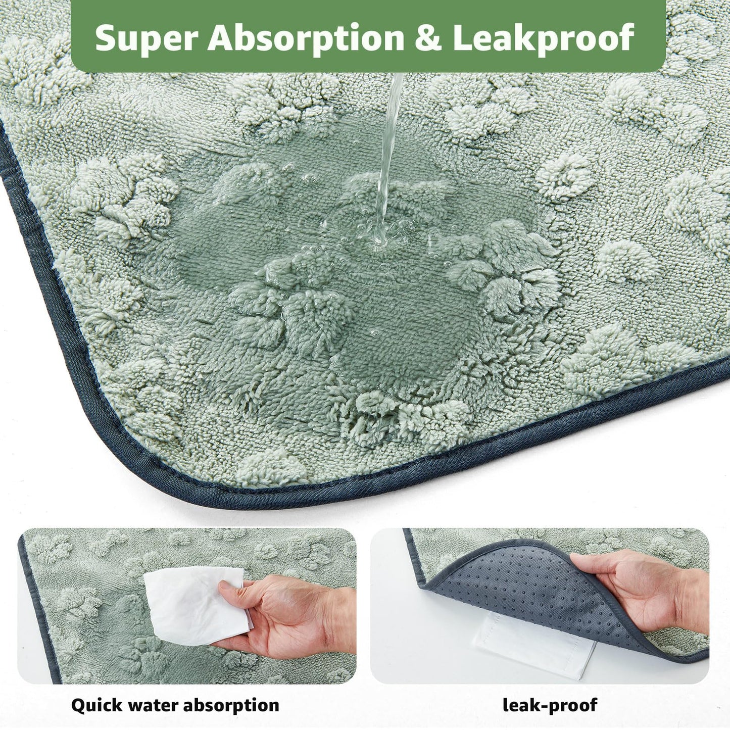 LOOBANI Washable Pee Pads for Dogs: 2 Pack Super Absorbent Reusable Puppy Pads, Leakproof and Waterproof Dog Training Pads Whelping Pads for Potty, Floor, Crate, Couch Bed and Travel, 36"x24"