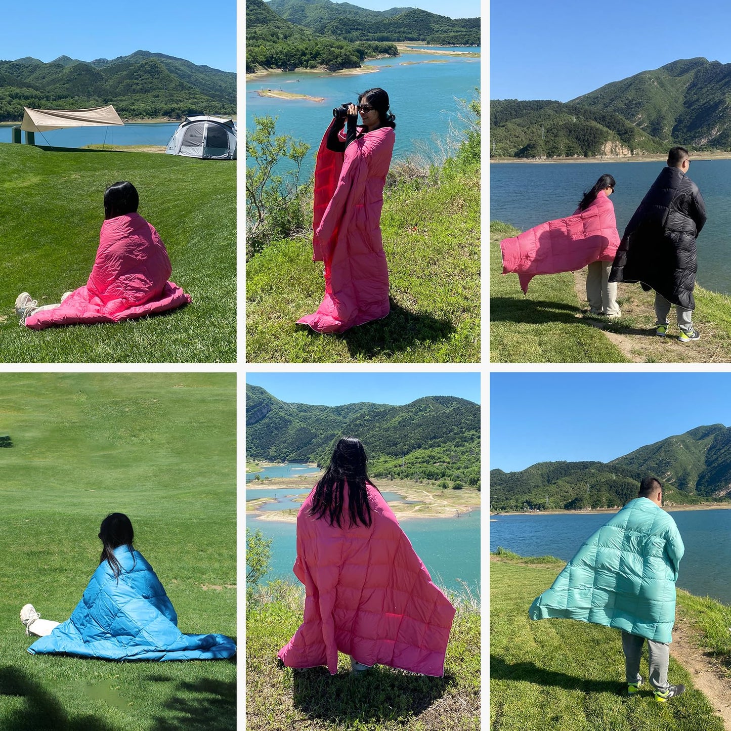 QEZER Down Camping Blanket Packable,600+Fill Power，Multi-Purpose Warm Camping Quilt for Outdoor Camping, Backpacking, and Hiking, 73x53 inches.（Light Green）