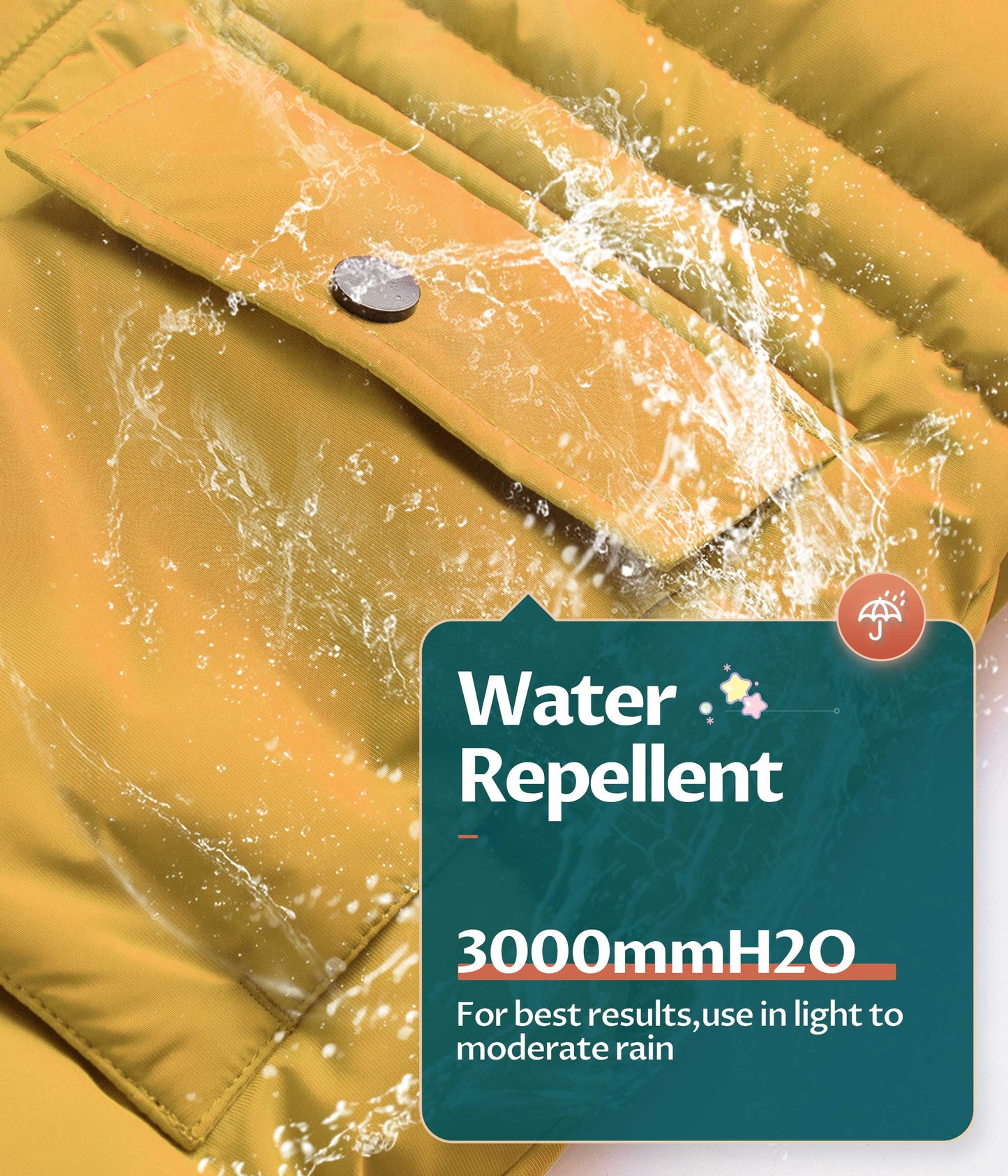 CREATMO US Boy's Winter Parka Water Resistant Hooded Puffer Fleece Lined Jackets Coats Yellow 6-7