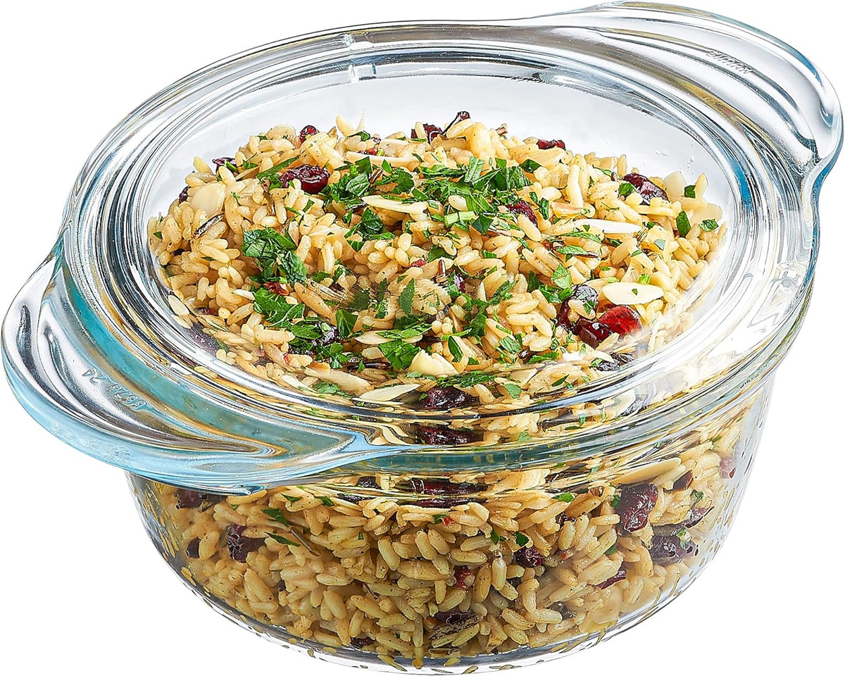 Simax Casserole Dish with Lid, Glass Casserole Dish, Holds 48 Oz (1.5 Quarts), Oven to Table Serving Dish, Microwave, Dishwasher, and Oven Safe Cookware