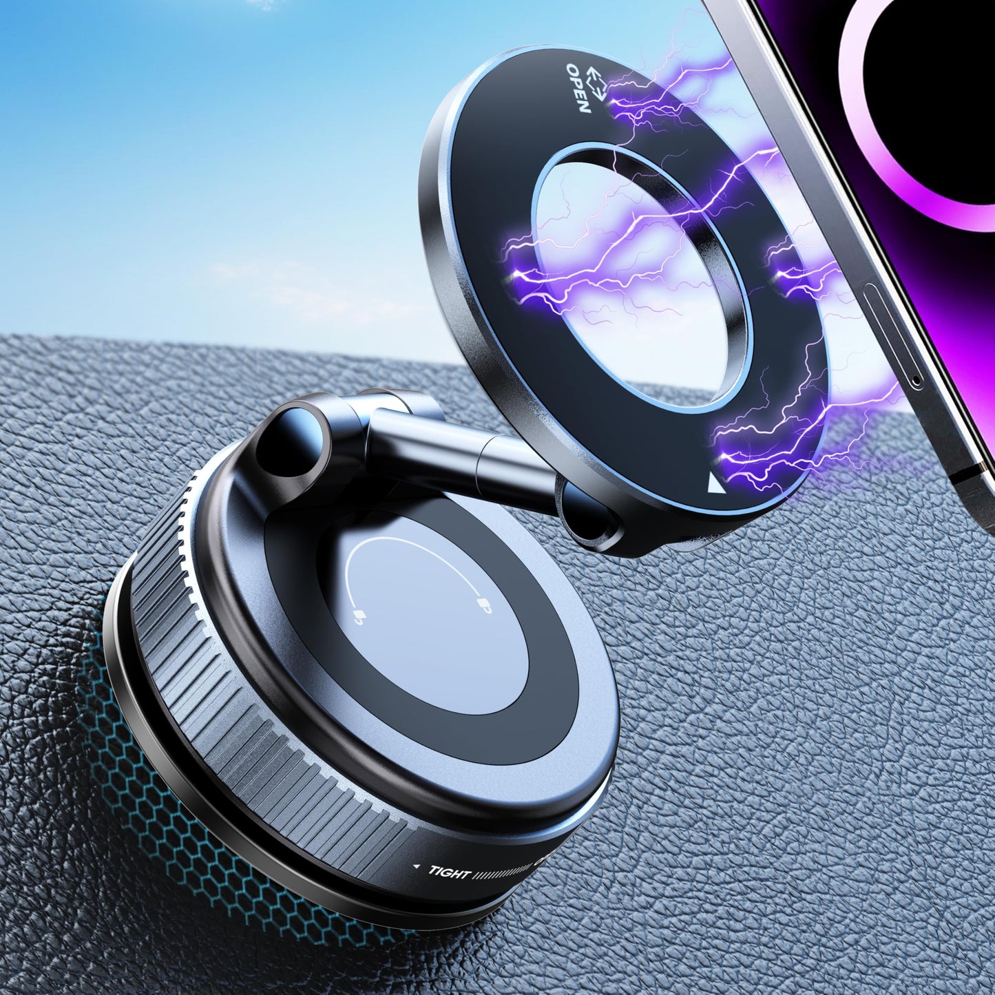 Upgraded 360° Nano Gel Vacuum Magnetic Phone Holder, Car Phone Holder for Magsafe[108+LBS Strongest Suction & 3000gf Strongest Magnetic], Suction Cup Phone Mount for Car/for iPhone 16 Pro Max