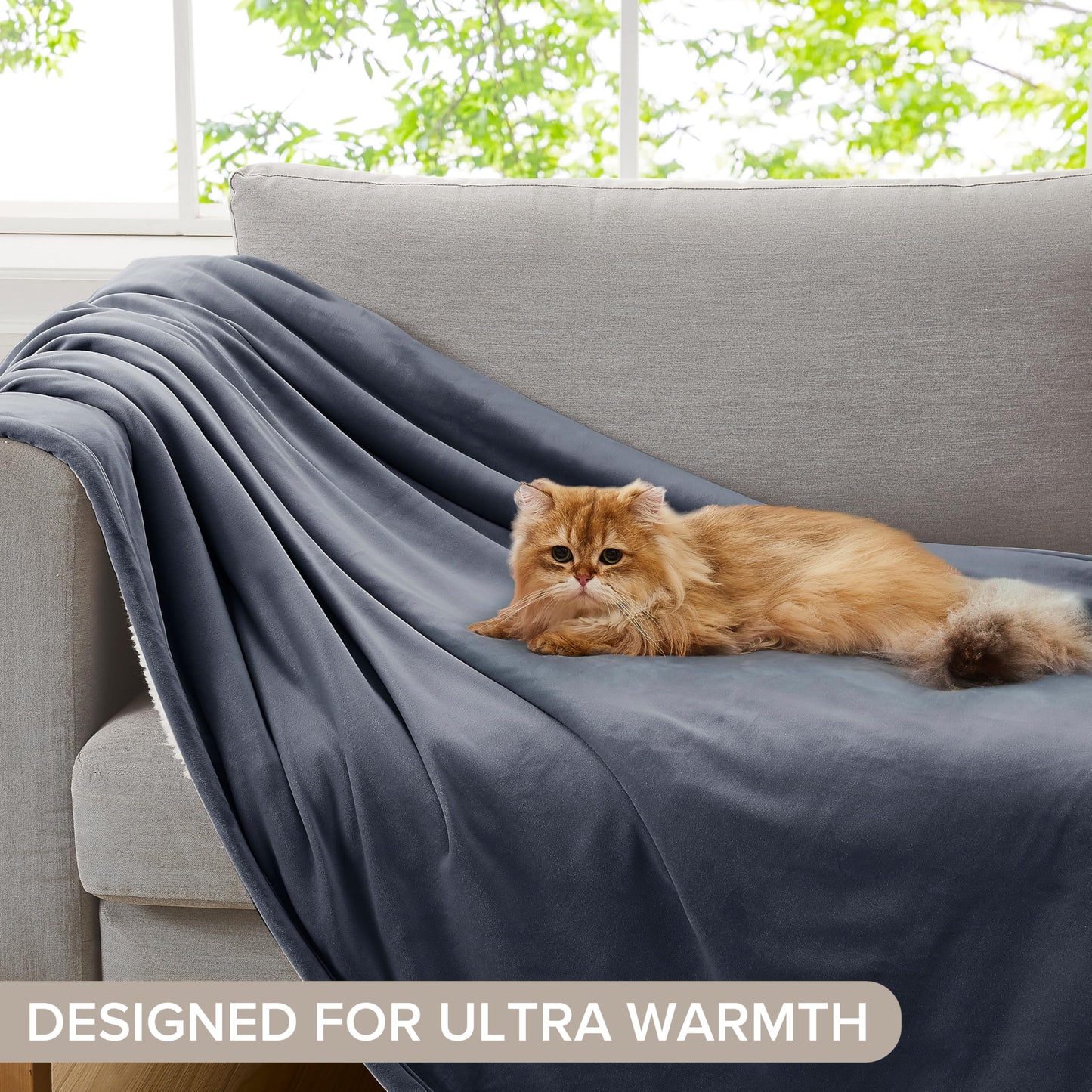 UGG Bliss Throw Blanket Plush Soft Fleece Fluffy Blankets for Bed or Couch Oversized Warm Reversible Machine Washable Medium Weight Home Decor Giftable Throw, 50-inch x 70-inch, Imperial Blue