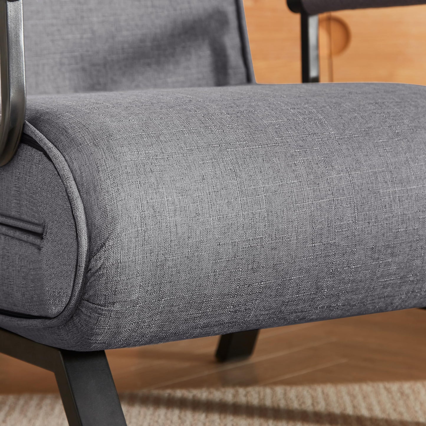 QQU 5-in-1 Convertible Sleeper Chair, Adjustable Folding Sofa Pull Out Bed, Chaise Lounge & Single Bed, Lounge Chair Indoor for Small Spaces, Living Room, Office, Apartment, Guest Room, Grey