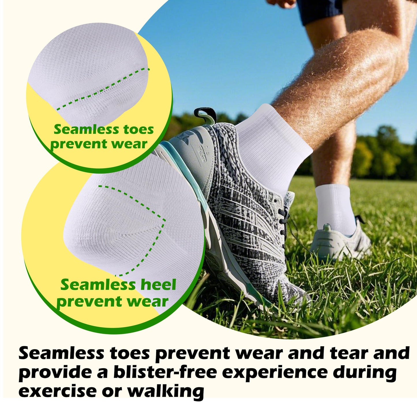 RZTT 90% Merino Wool Socks for Men and Women Athletic Ankle Socks with Arch Support Breathable Ultra Soft 3 Packs for All day Comfort,Large,White