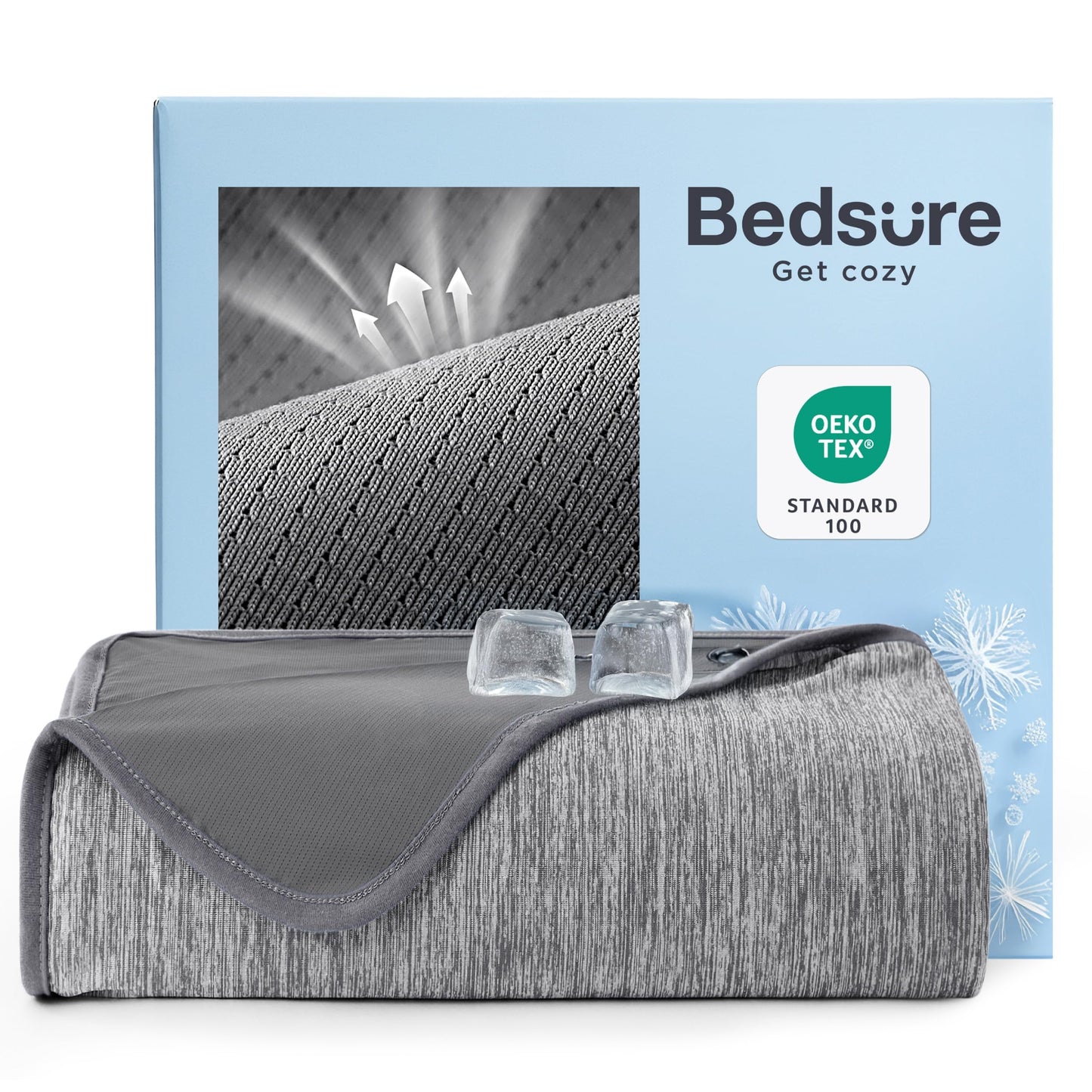 Bedsure Summer Cooling Blanket for Hot Sleepers with Sports Mesh Design, Arc-Chill Q-Max 0.4 Lightweight Breathable Ice Cold Blanket Throws for Night Sweats, 50 x 70 Inches, Mesh Grey