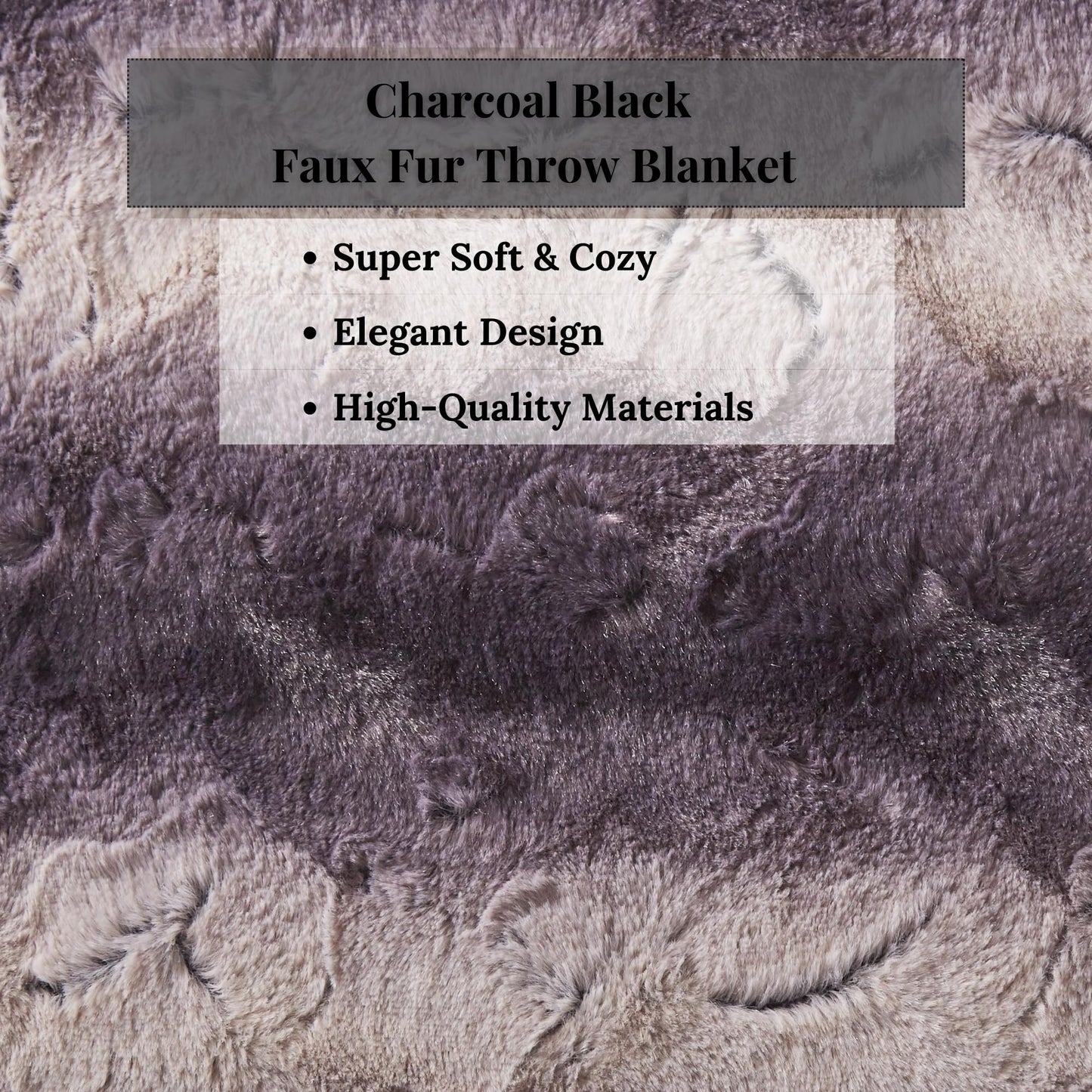 Tache Faux Fur Throw Blanket Charcoal Black 50 x 60 Inch Plush Super Soft Striped Fluffy Faux Fur Sherpa Lap Throw Blanket